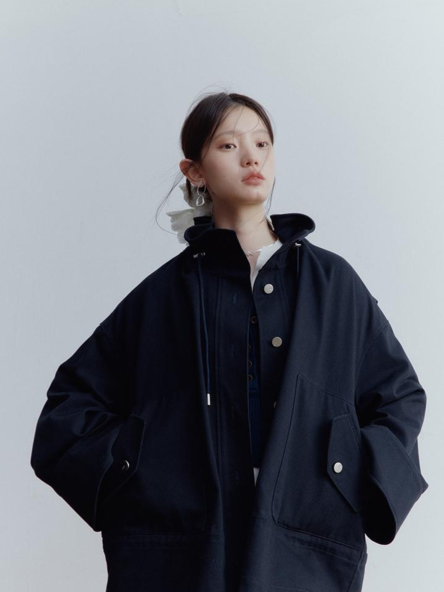FUSSED Fussed Blues Prussian Blue Structured Oversized Denim Jacket