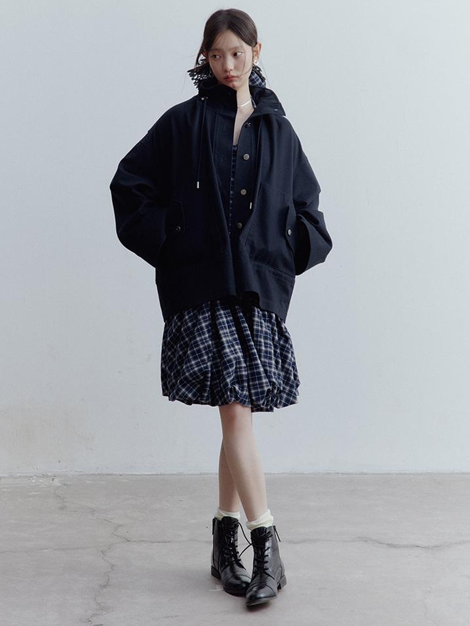 FUSSED Fussed Blues Prussian Blue Structured Oversized Denim Jacket