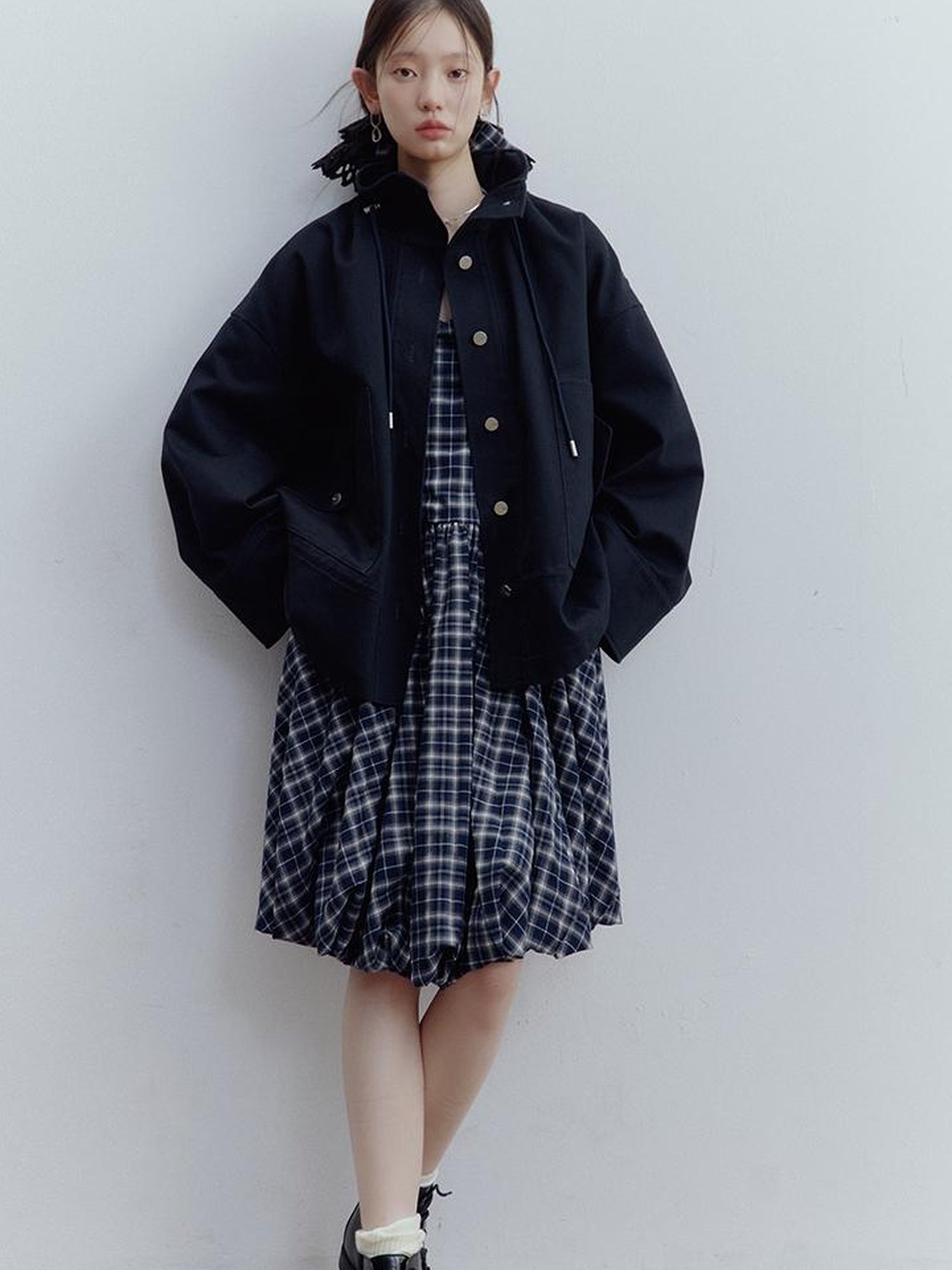 FUSSED Fussed Blues Prussian Blue Structured Oversized Denim Jacket