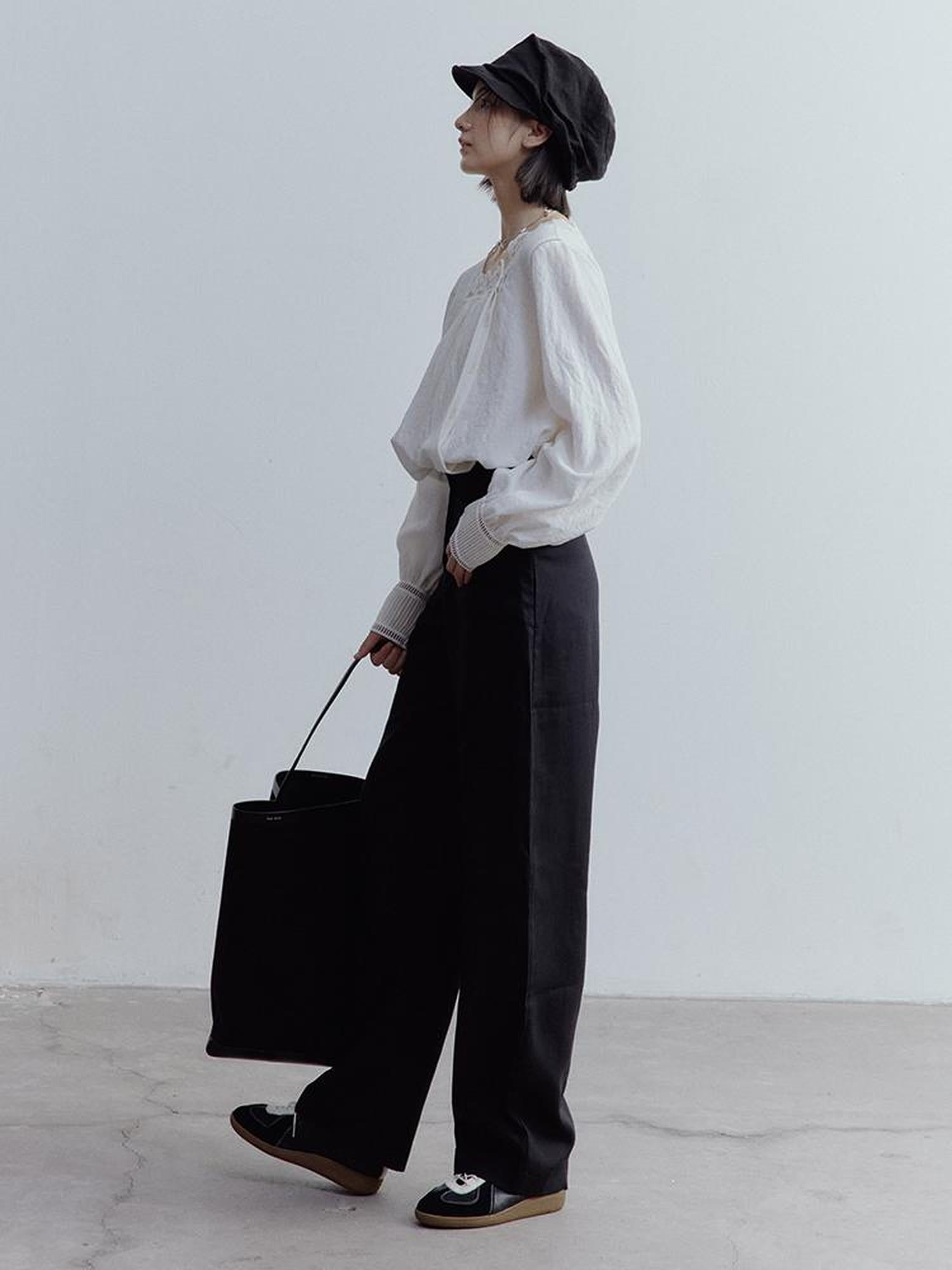 FUSSED Fussed French Kiss Lace Trim Crinkle Texture Blouse