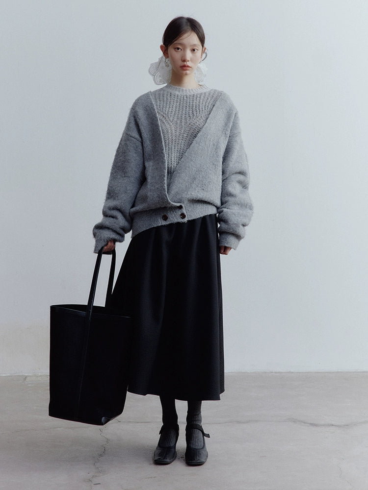 FUSSED_Fussed_Lazy_Furry_V-Neck_Mohair_Wool_Cardigan_In_Misty_Gray_MISSTT