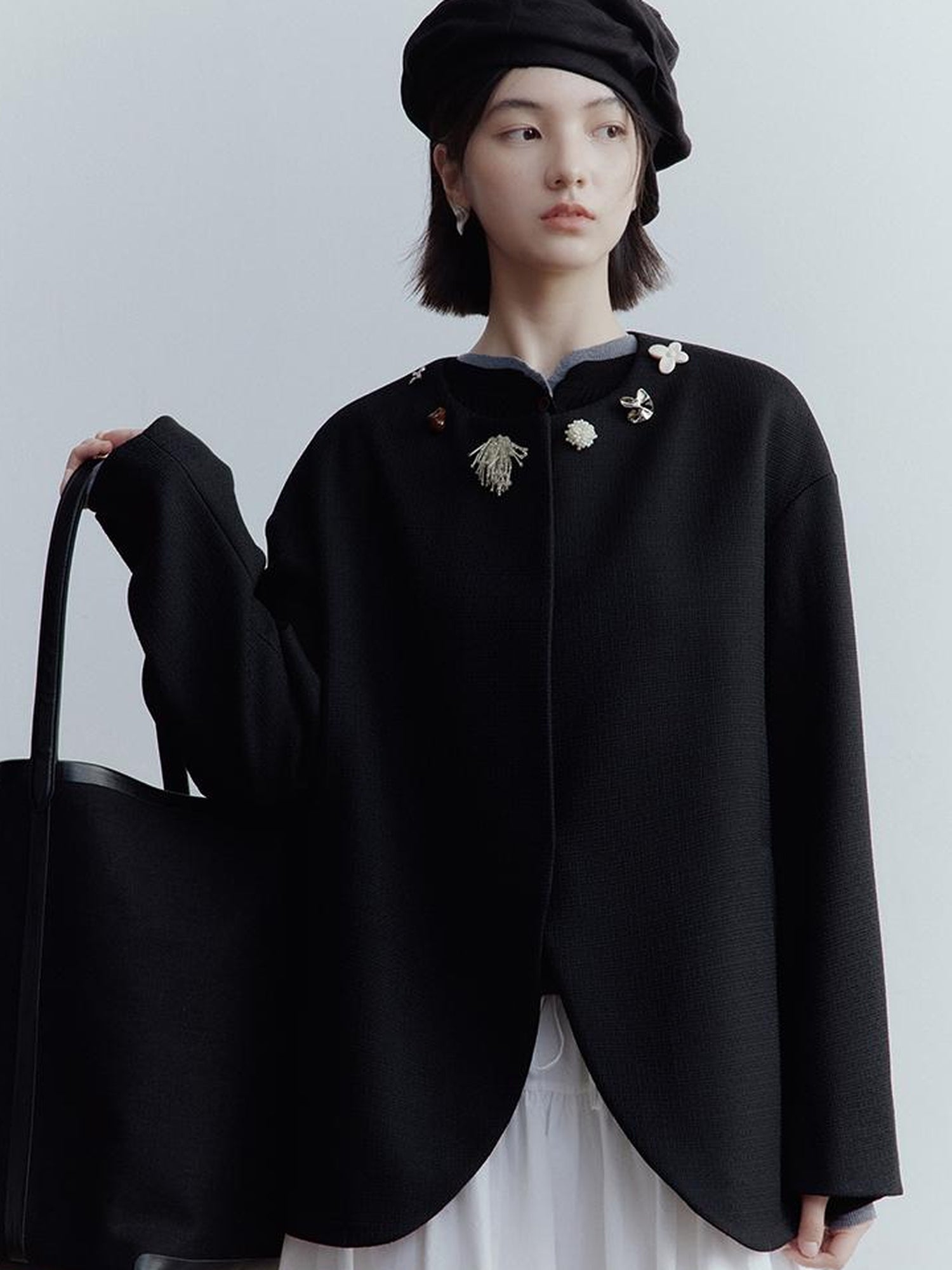 FUSSED Fussed Museum Art Button Embroidered Wool Blend Jacket