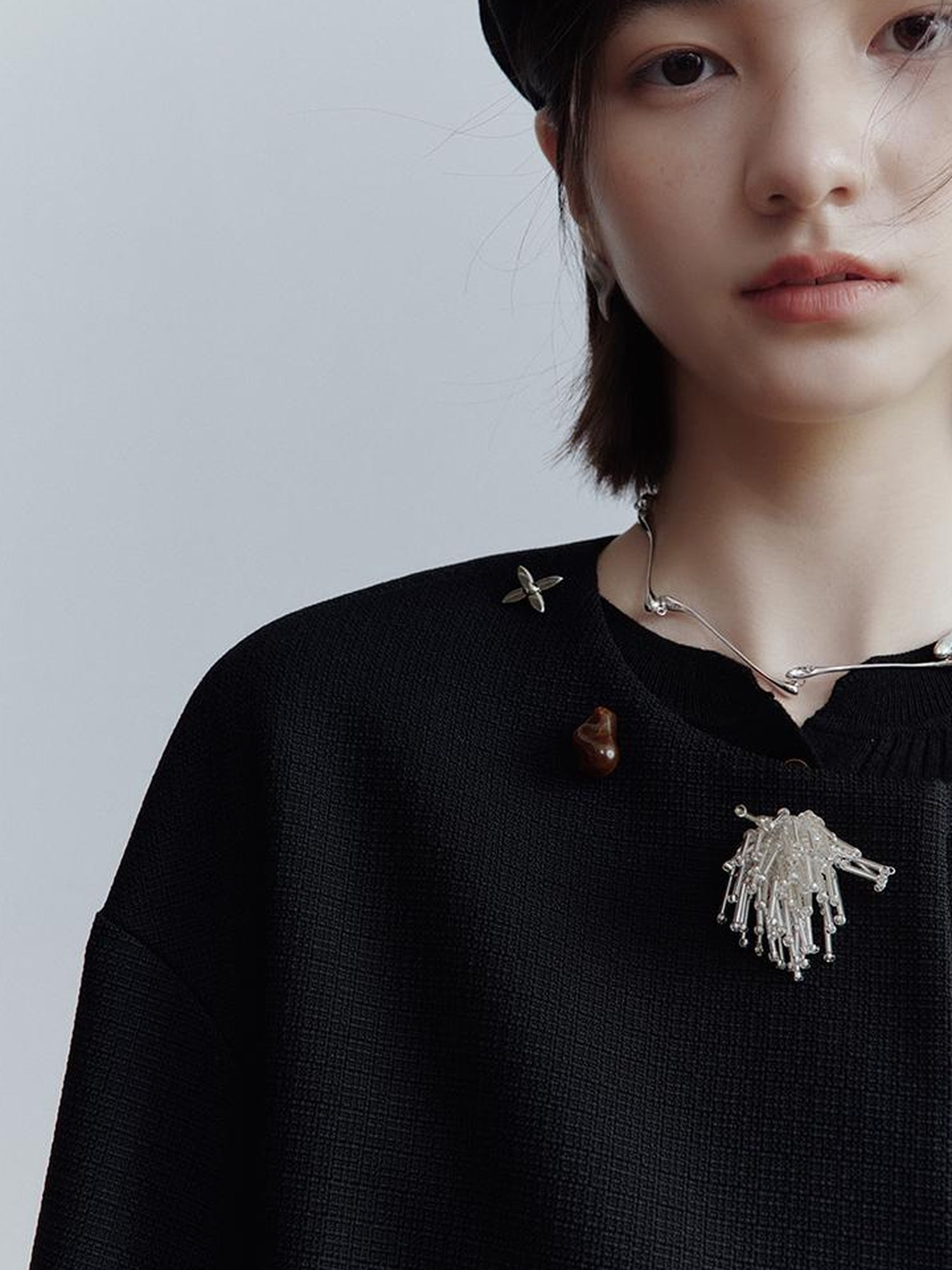 FUSSED Fussed Museum Art Button Embroidered Wool Blend Jacket