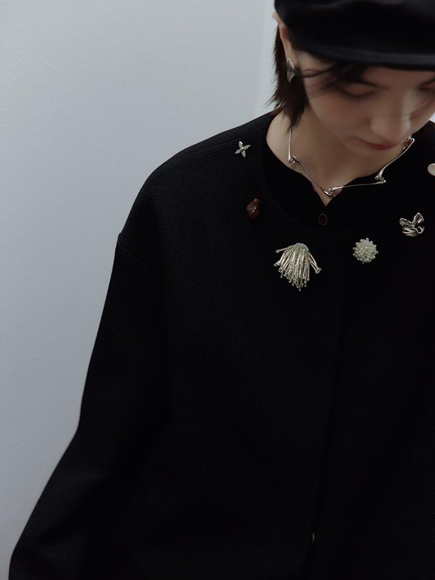 FUSSED Fussed Museum Art Button Embroidered Wool Blend Jacket