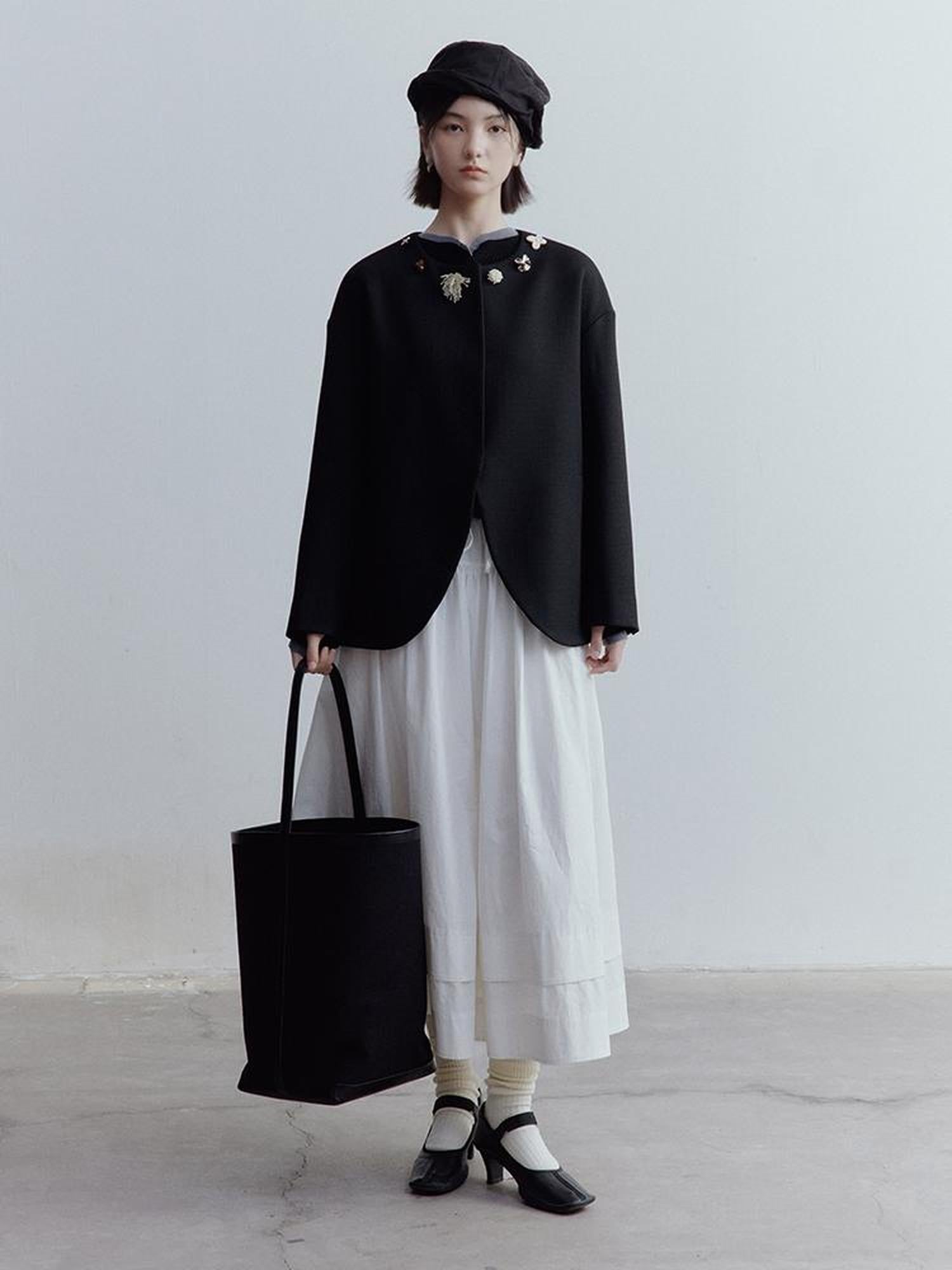 FUSSED Fussed Museum Art Button Embroidered Wool Blend Jacket