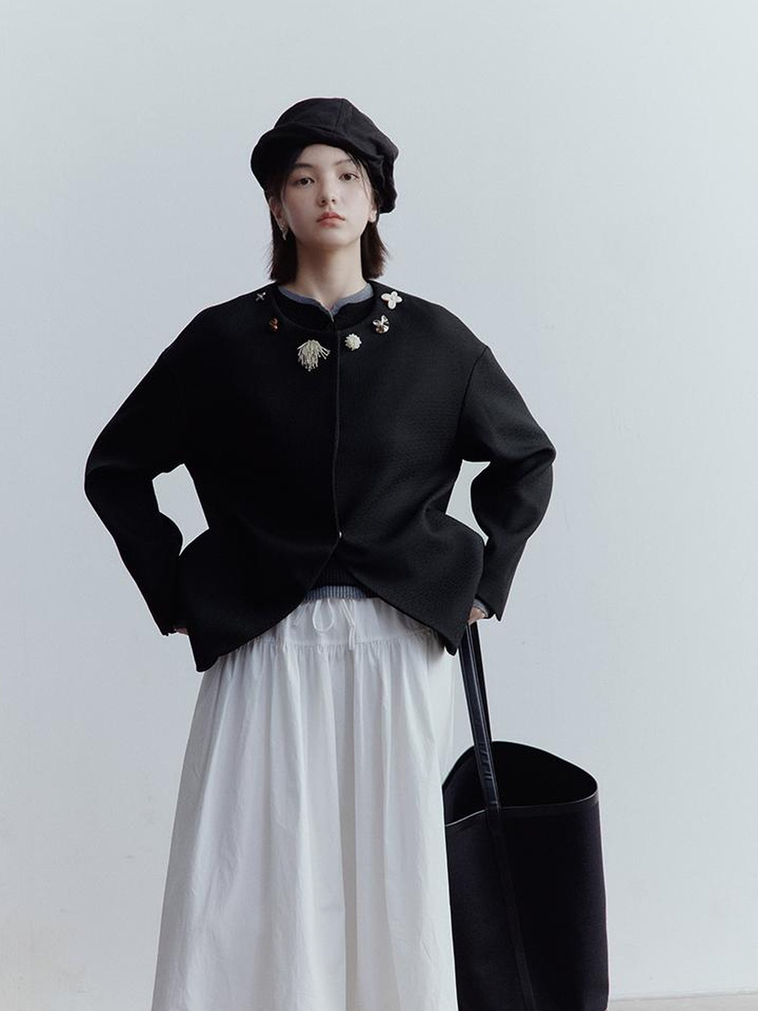 FUSSED Fussed Museum Art Button Embroidered Wool Blend Jacket