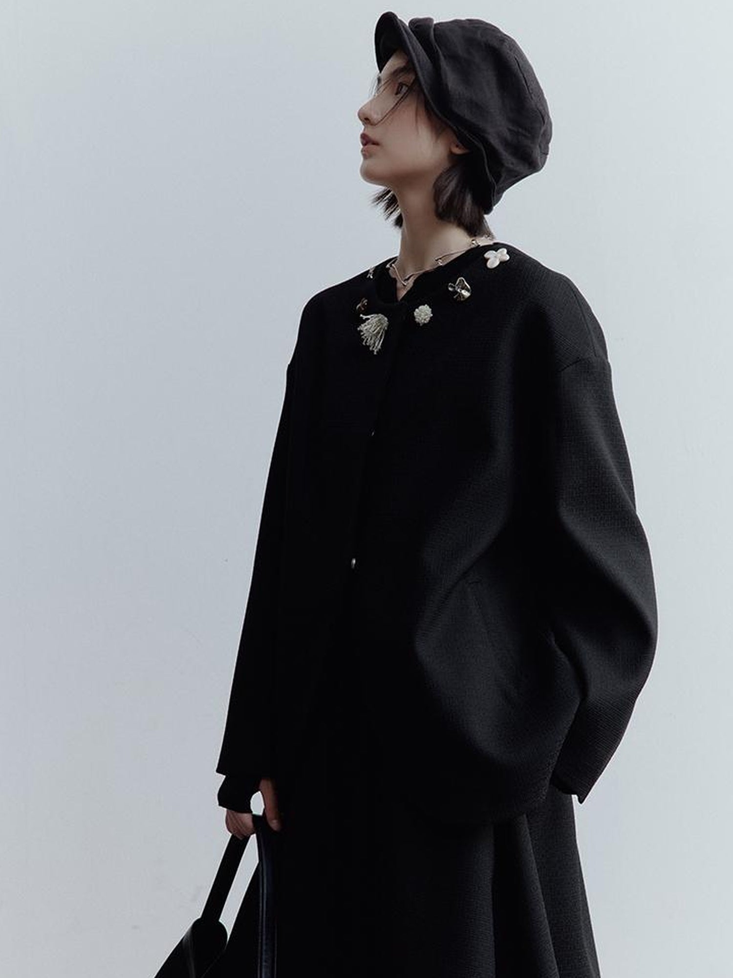 FUSSED Fussed Museum Art Button Embroidered Wool Blend Jacket