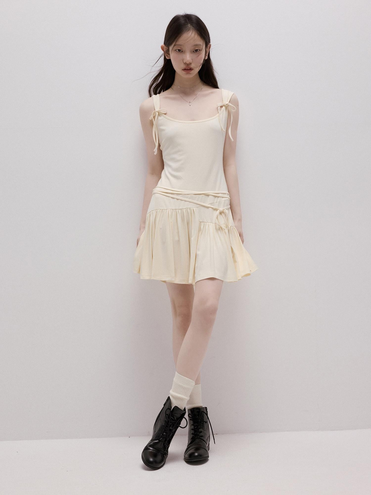 FUSSED Garden Ribbon Asymmetric 3d Sash Gathered Knit Women&