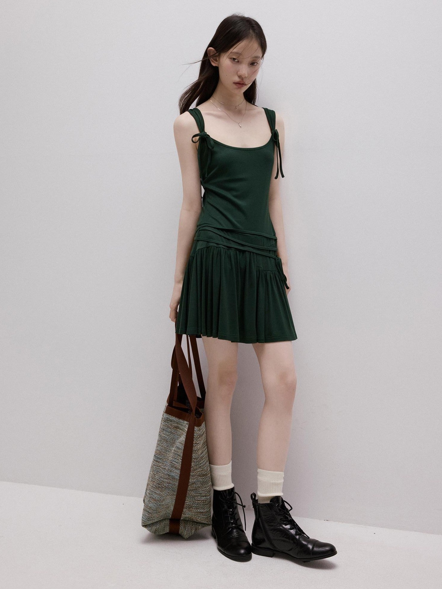 FUSSED Garden Ribbon Asymmetric 3d Sash Gathered Knit Women&