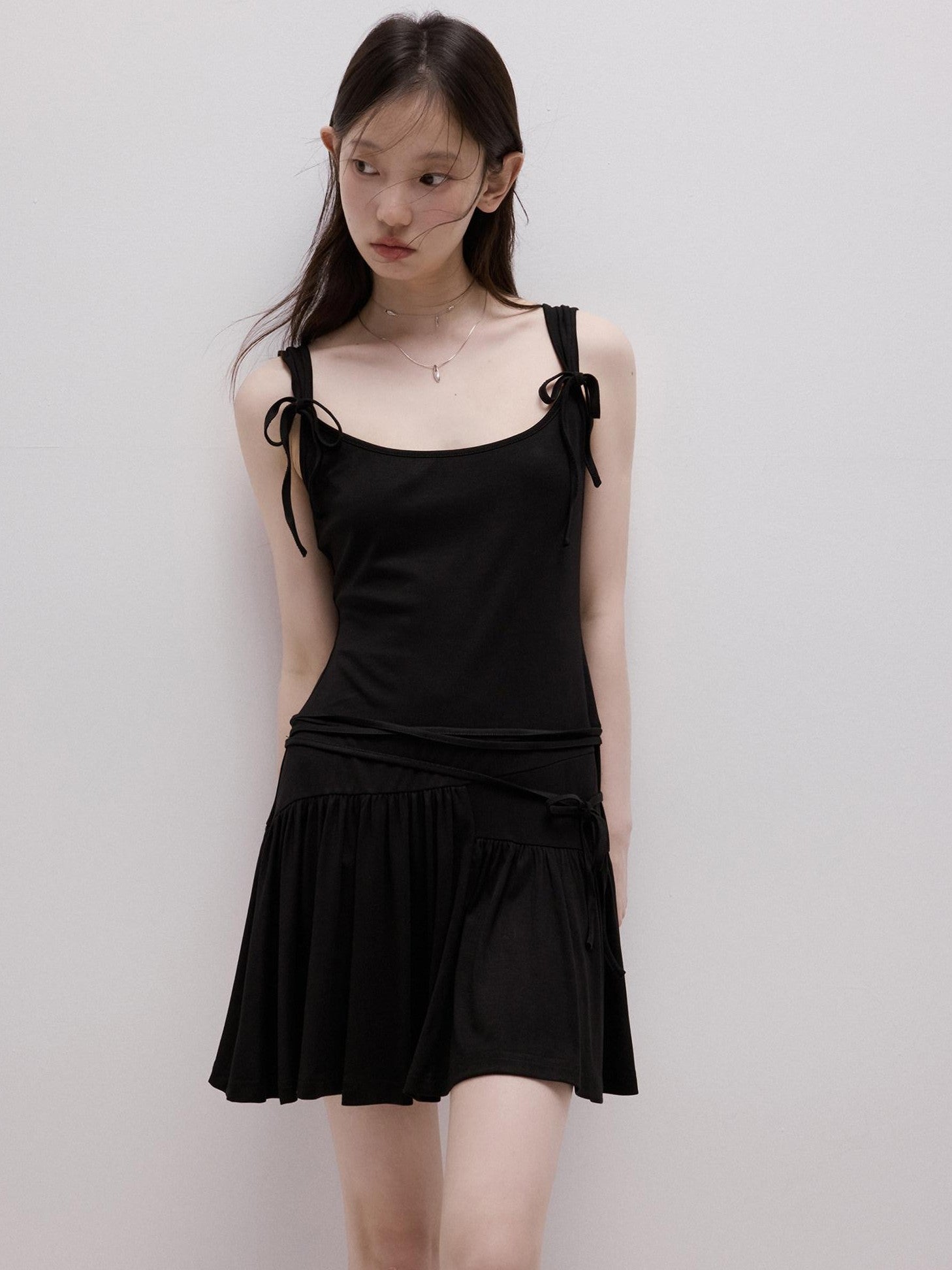 FUSSED Garden Ribbon Asymmetric 3d Sash Gathered Knit Women&