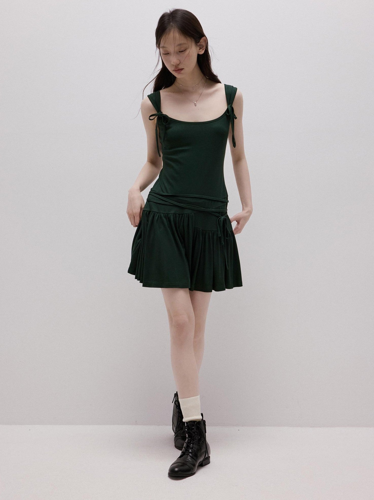 FUSSED Garden Ribbon Asymmetric 3d Sash Gathered Knit Women&