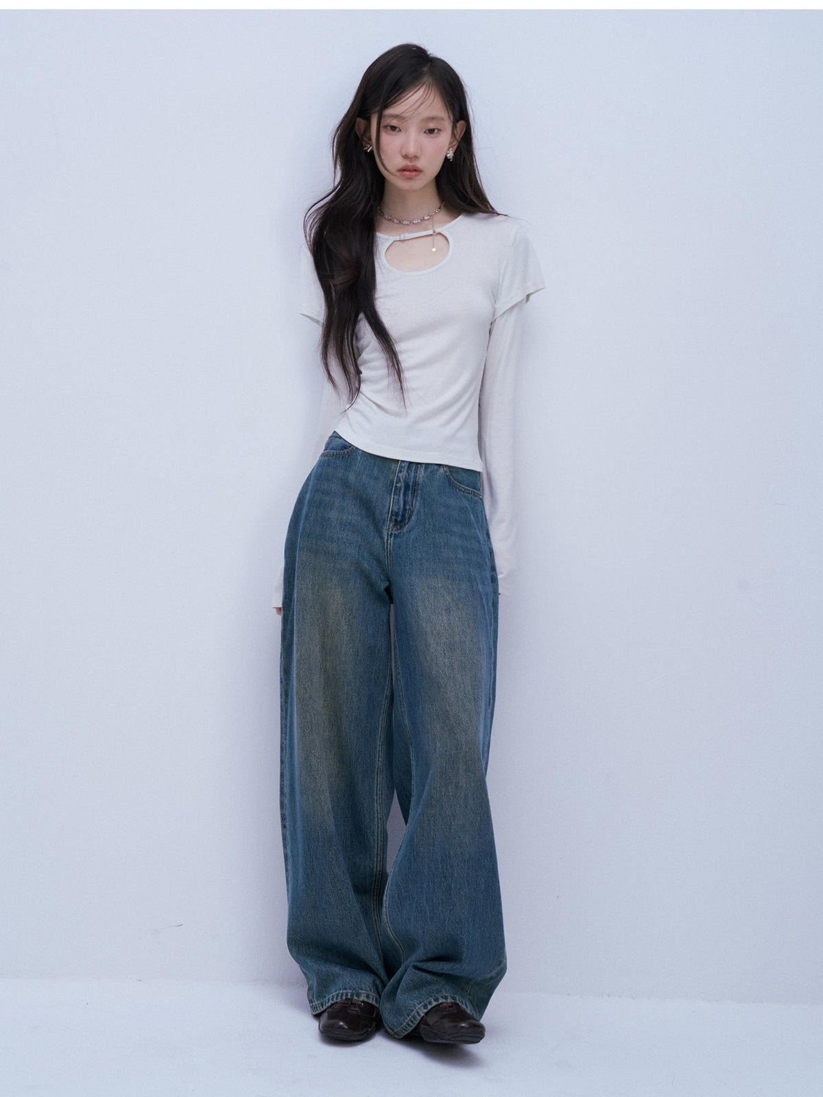 FUSSED Hollow Out Layered Look Bamboo Fiber Women&