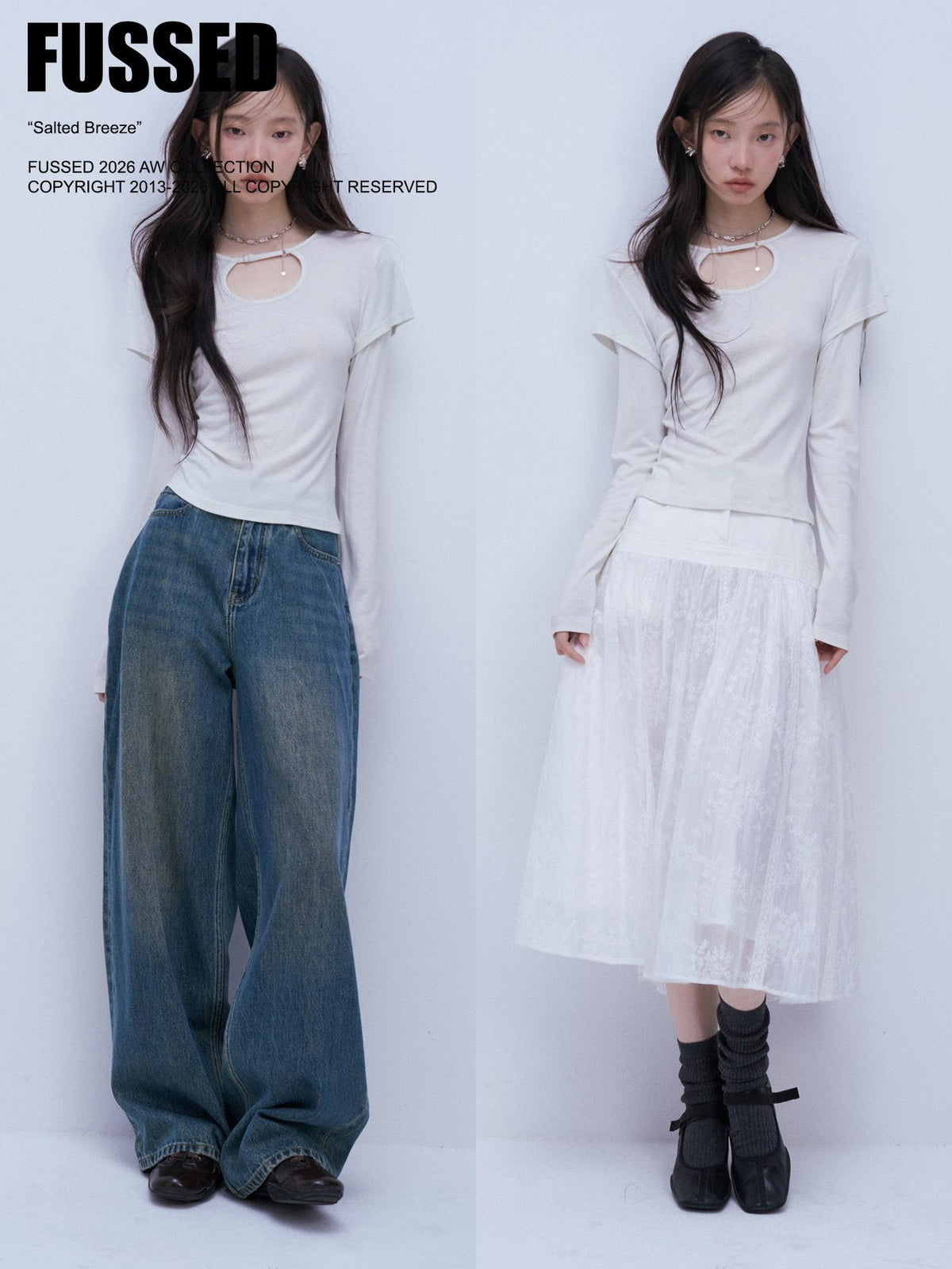 FUSSED Hollow Out Layered Look Bamboo Fiber Women&