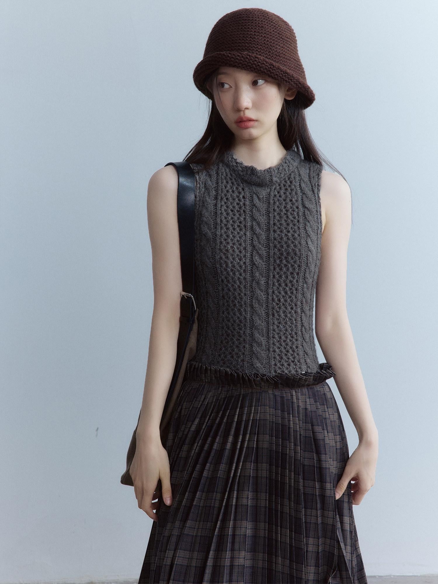 FUSSED Hot Cocoa Handwoven Sculpted Rolled Brim Vintage Women&