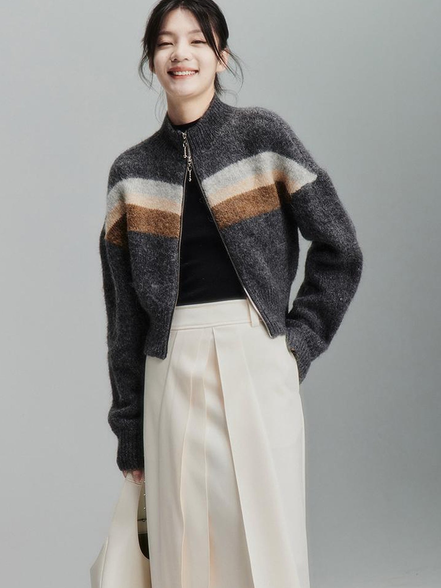 FUSSED Infinite White Pleated Midi Skirt With Asymmetric Hem