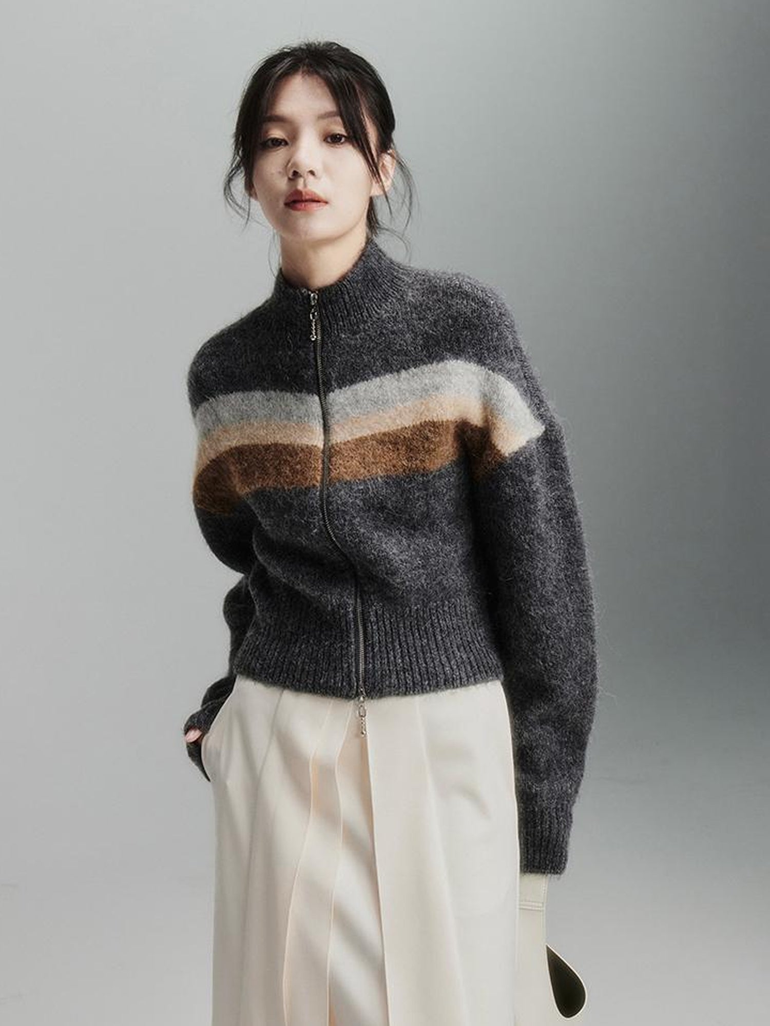 FUSSED Infinite White Pleated Midi Skirt With Asymmetric Hem