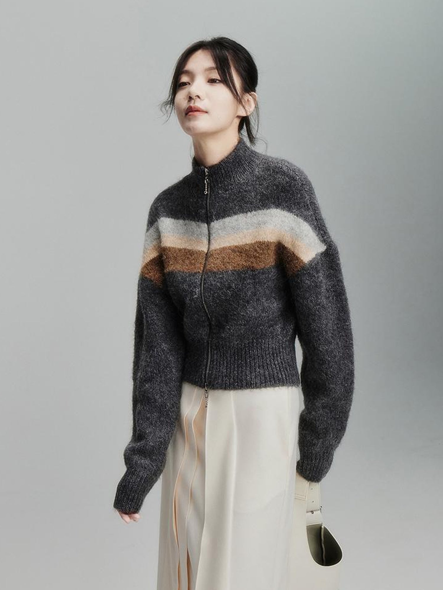 FUSSED Infinite White Pleated Midi Skirt With Asymmetric Hem