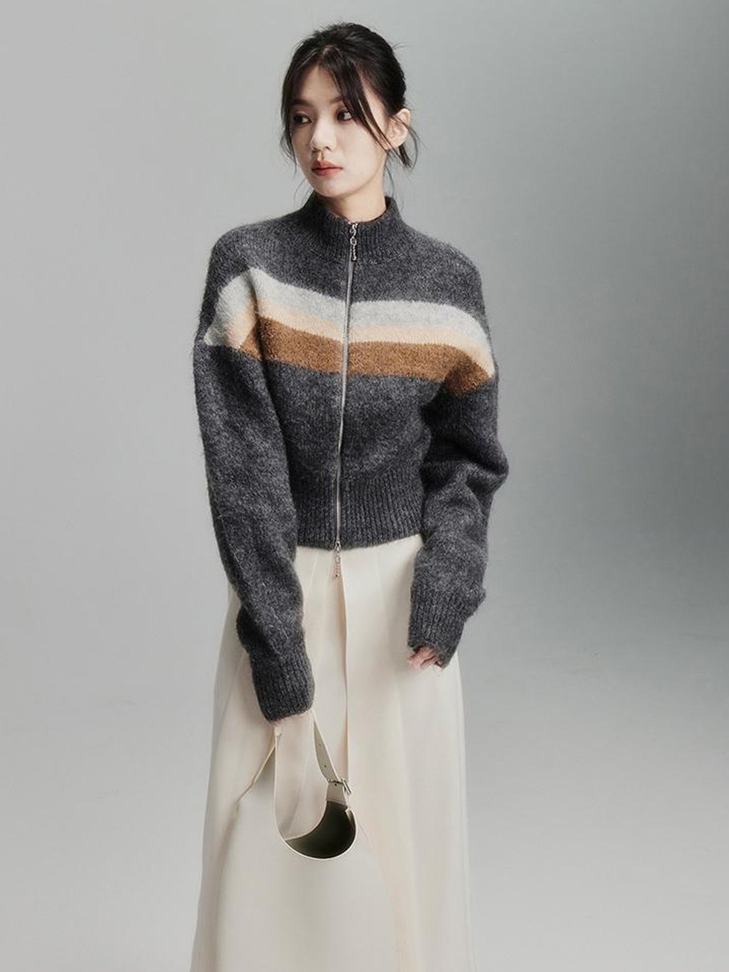 FUSSED Infinite White Pleated Midi Skirt With Asymmetric Hem