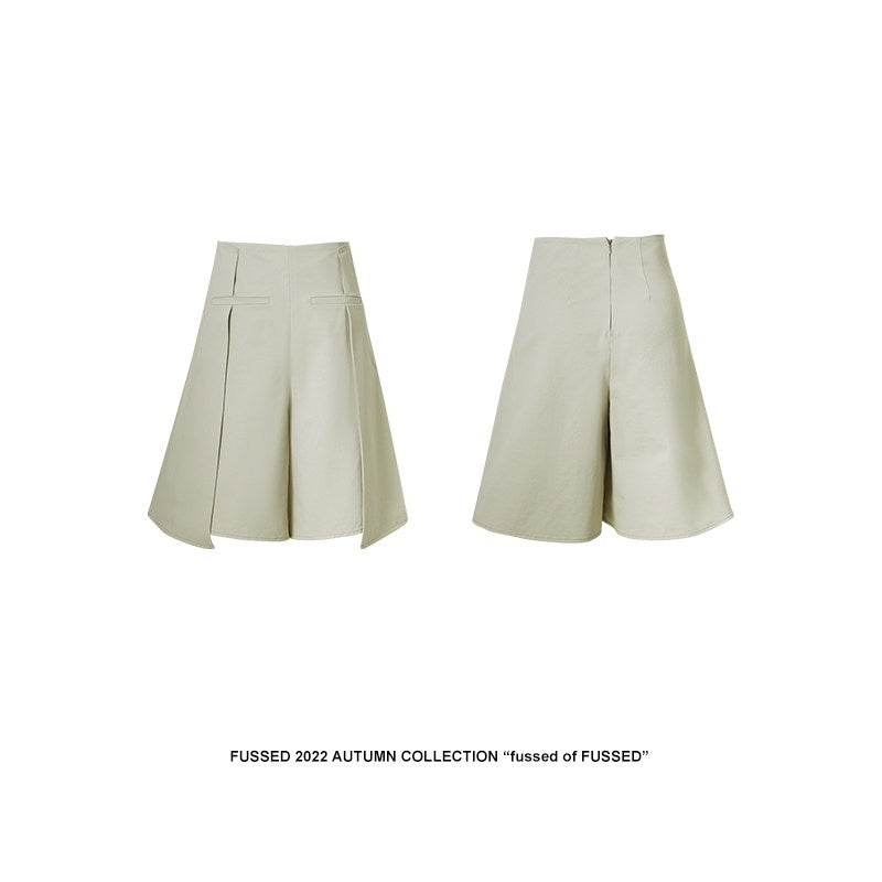 FUSSED_Khaki_Almond_Pleated_Wide_Leg_Women&