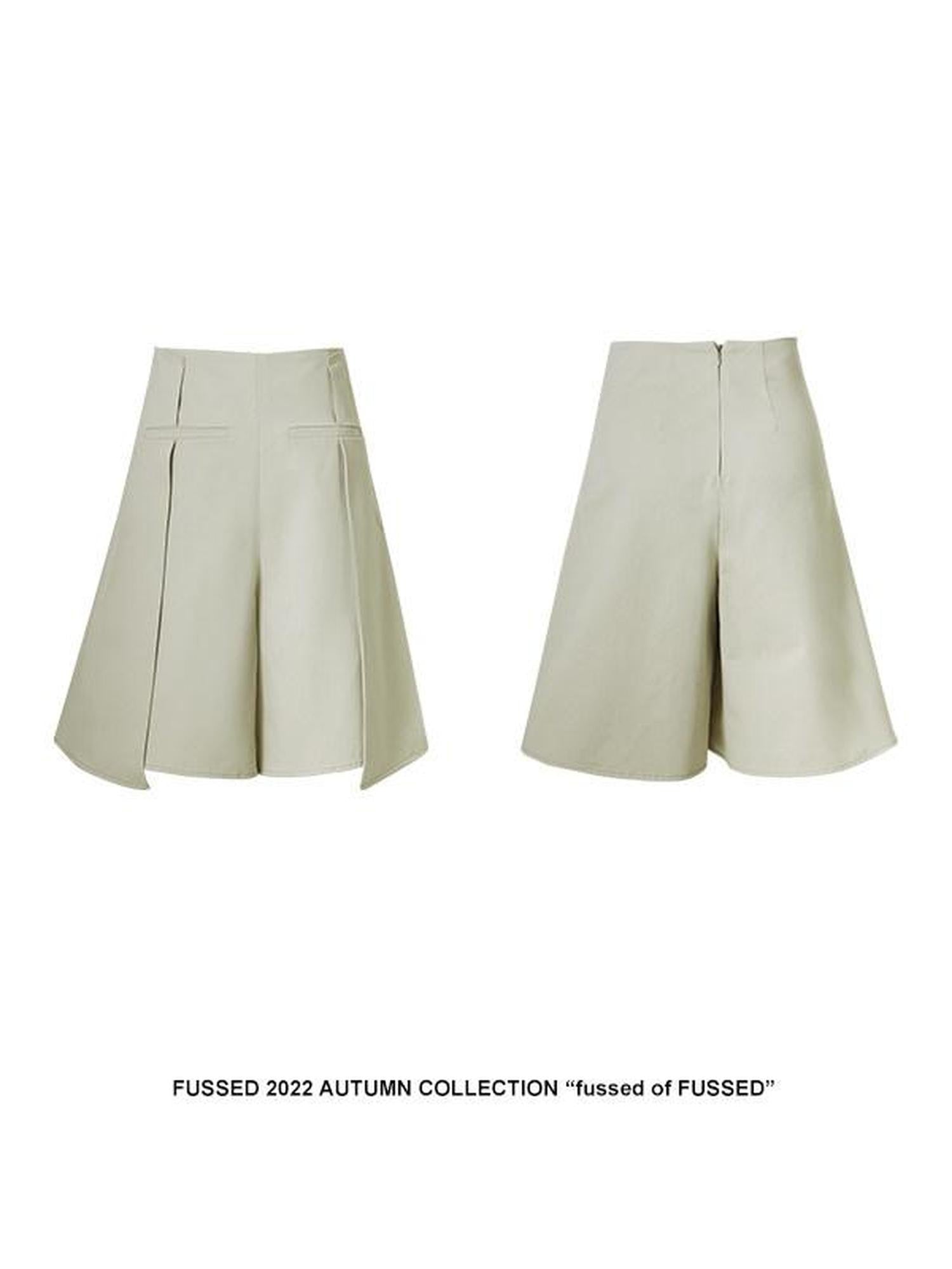 FUSSED Khaki Almond Pleated Wide Leg Women&