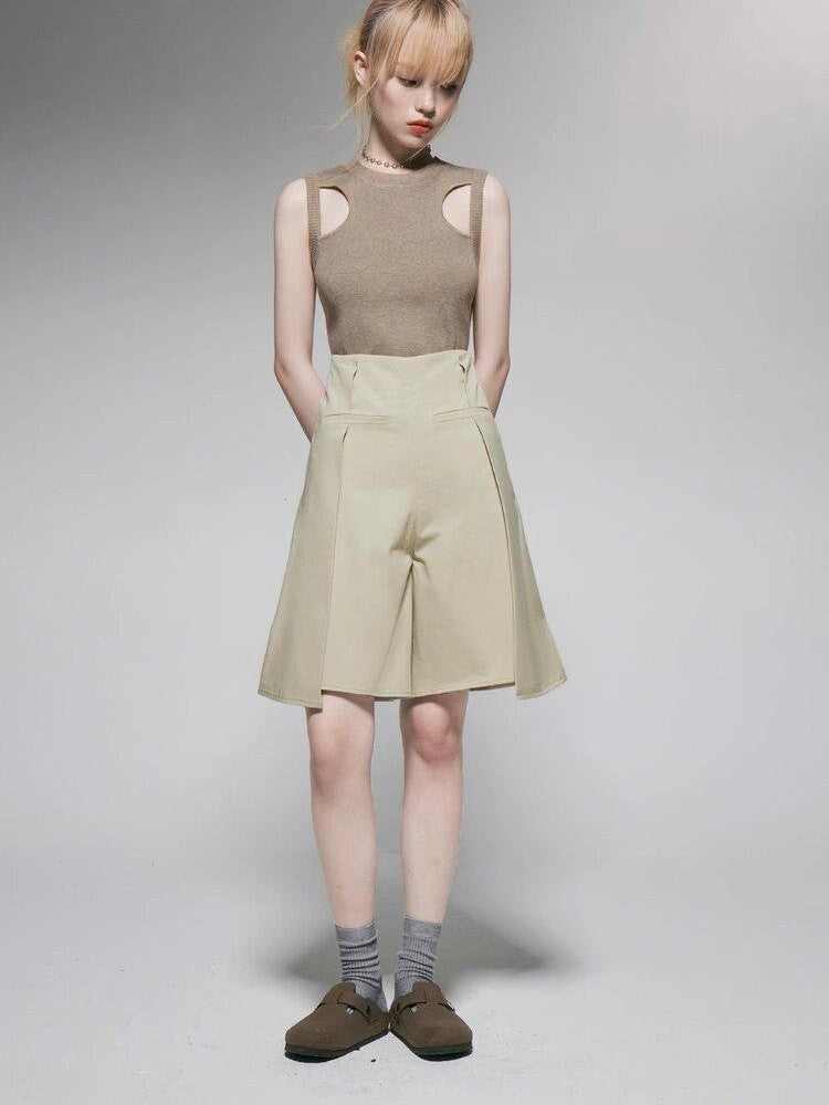FUSSED Khaki Almond Pleated Wide Leg Women&