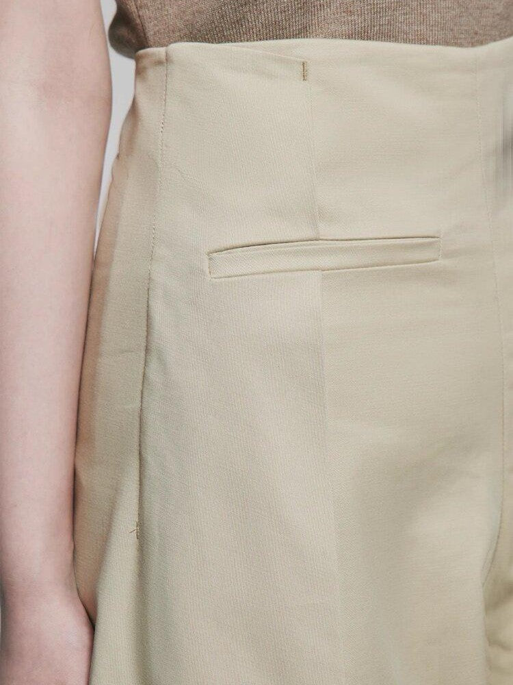 FUSSED Khaki Almond Pleated Wide Leg Women&