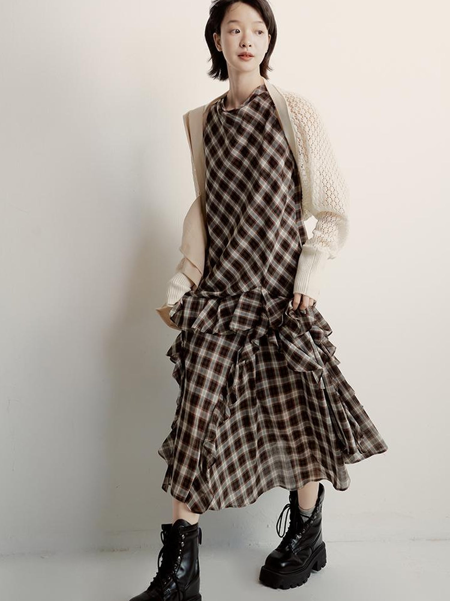 FUSSED Lace Jacquard Flat Knit Cream Bridal Runaway Cardigan