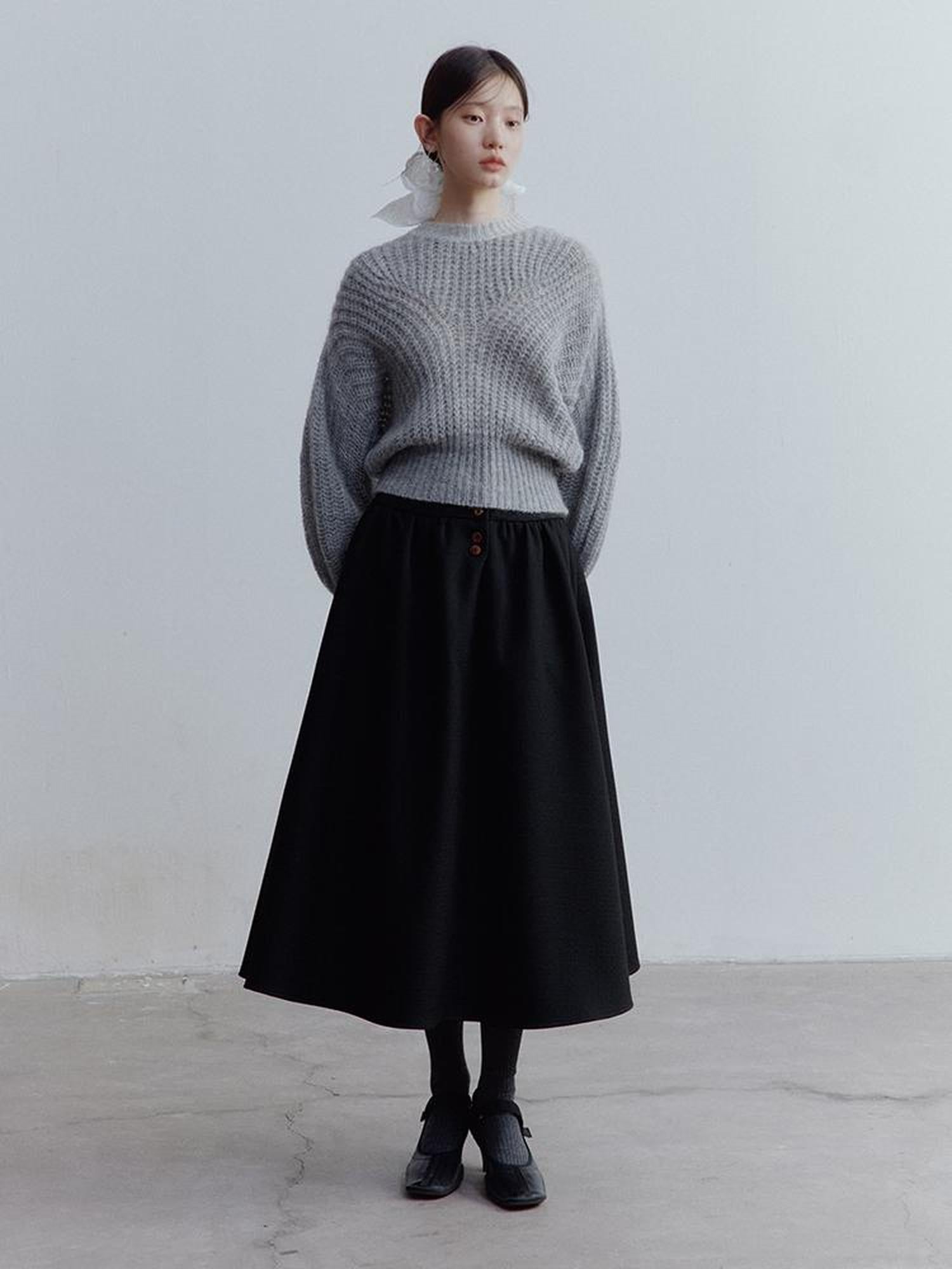 FUSSED Lazy Fuzzy Wool Mohair Cropped Sweater In Misty Grey