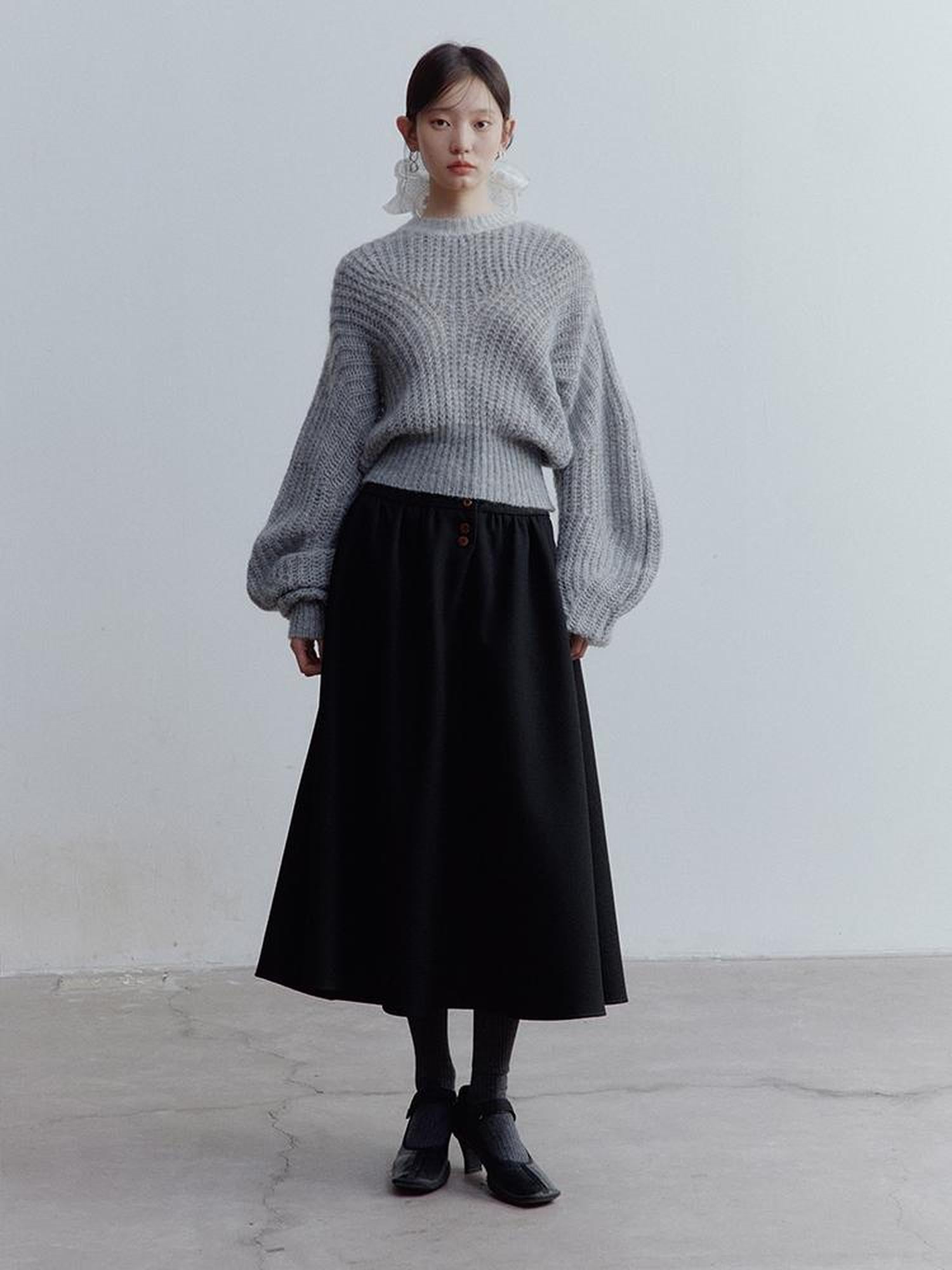 FUSSED Lazy Fuzzy Wool Mohair Cropped Sweater In Misty Grey