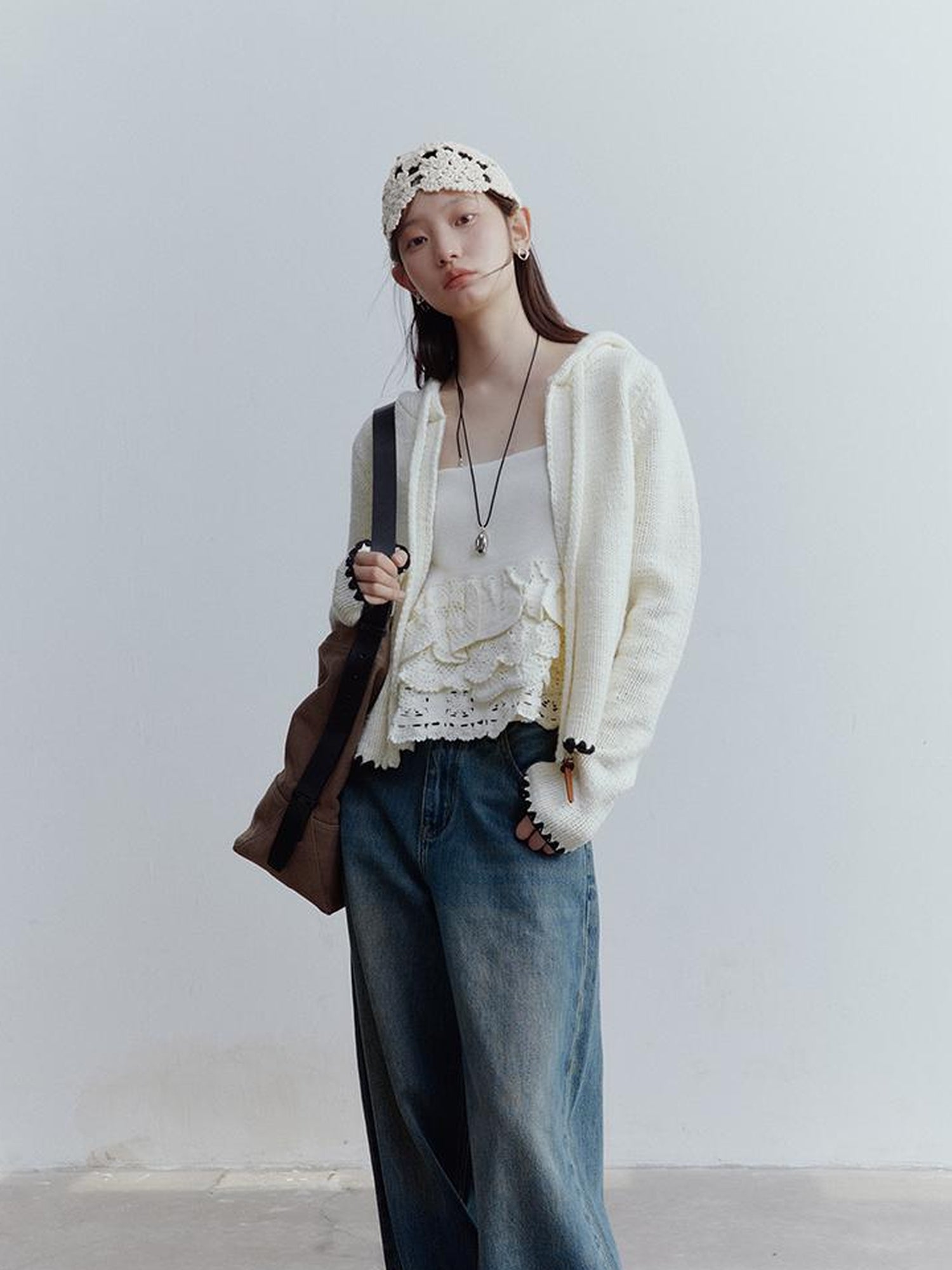 FUSSED Low Rise Vintage Blue Wide Leg Denim Jeans for Women