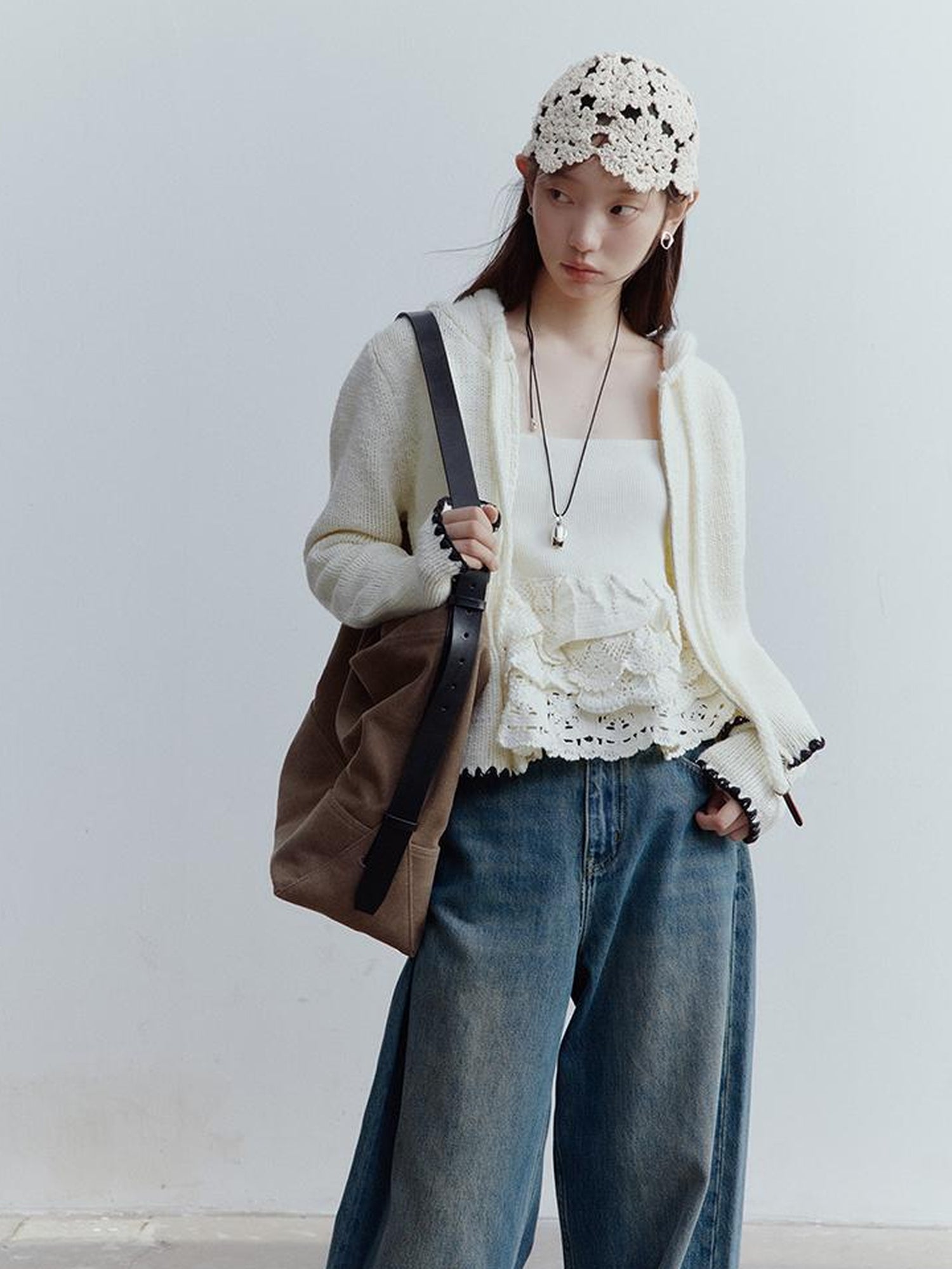 FUSSED Low Rise Vintage Blue Wide Leg Denim Jeans for Women