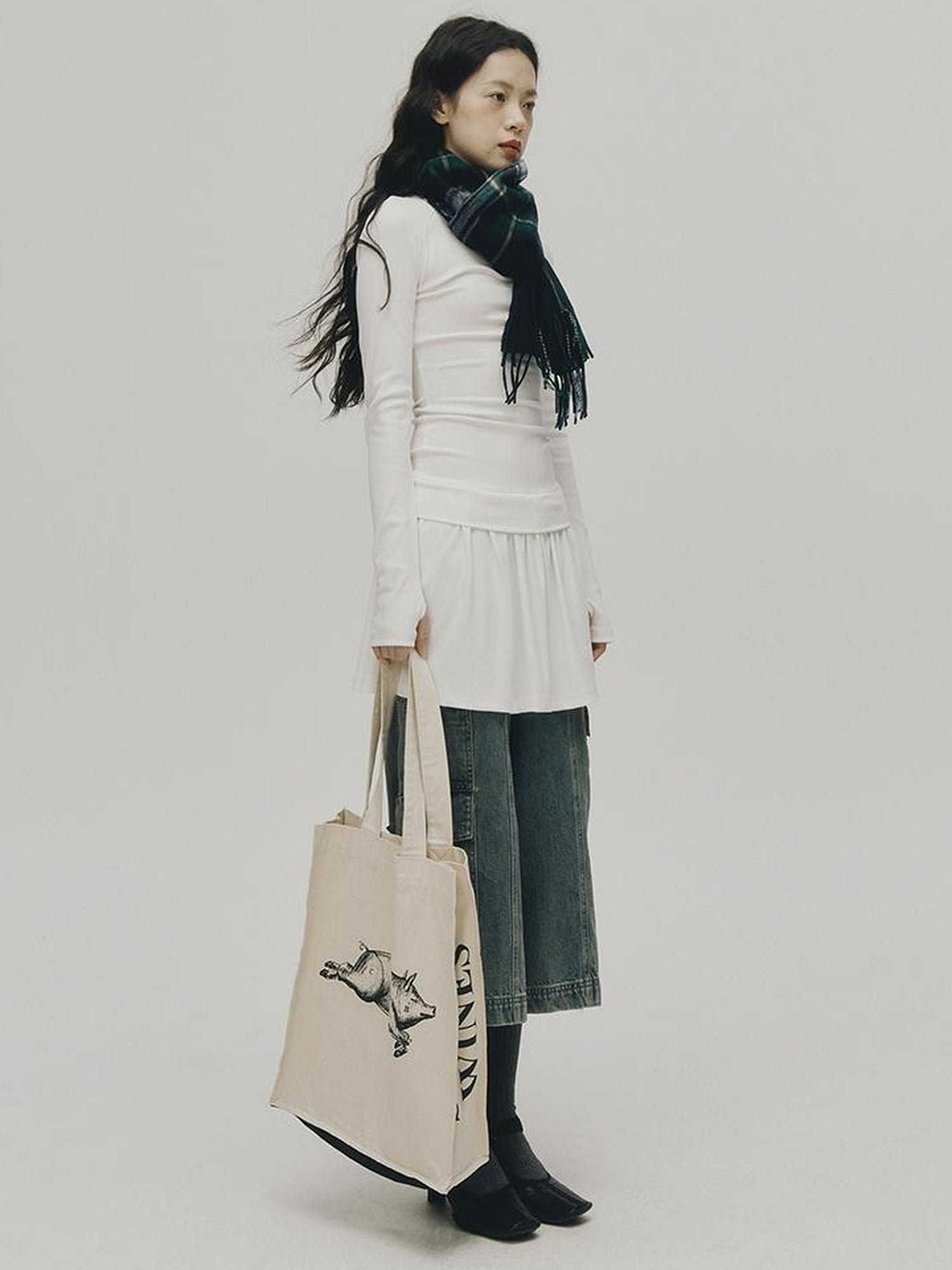 FUSSED Low Waist Stacked Ribbed Knit Dress with Raglan Sleeves