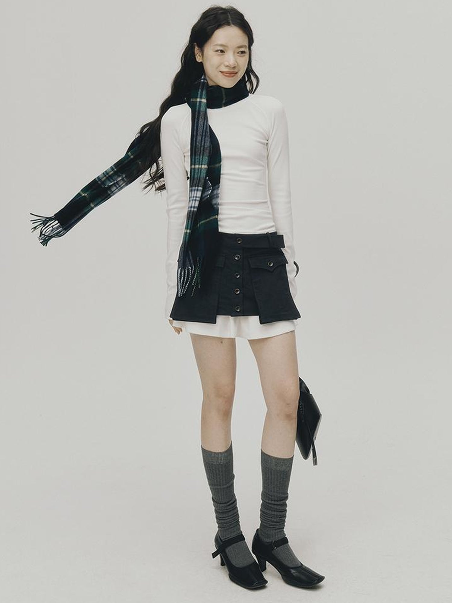 FUSSED Low Waist Stacked Ribbed Knit Dress with Raglan Sleeves