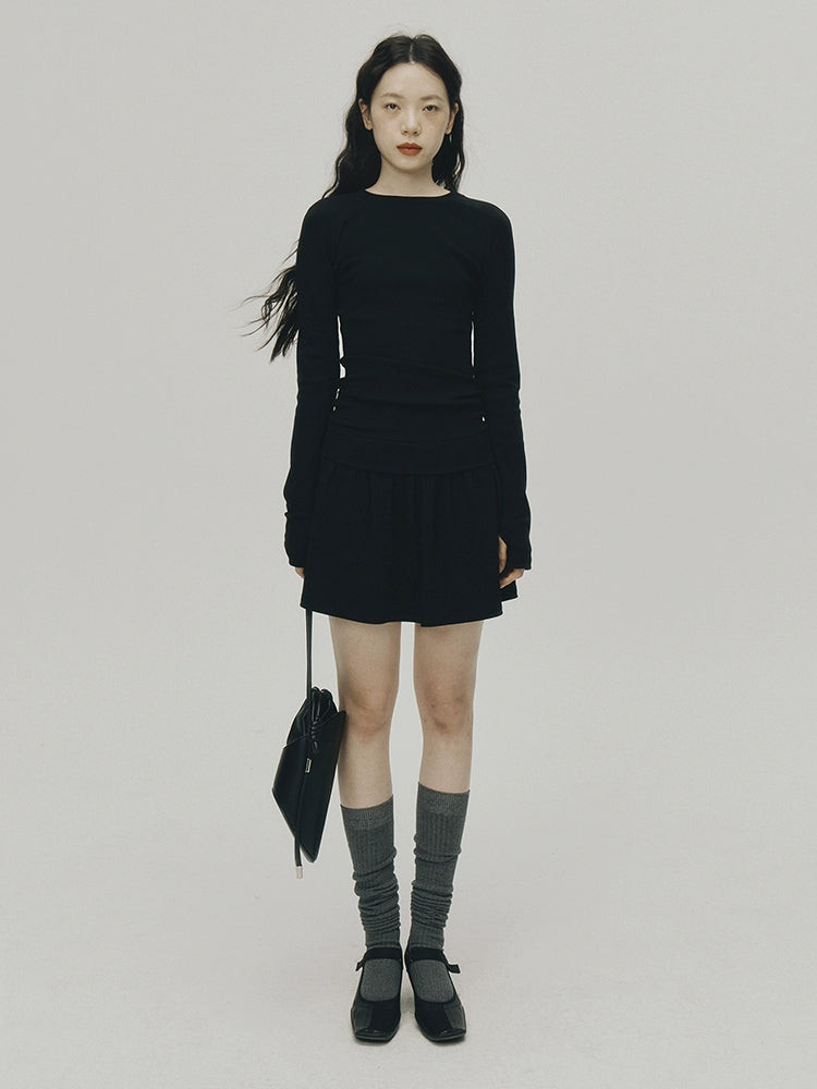 FUSSED_Low_Waist_Stacked_Ribbed_Knit_Dress_with_Raglan_Sleeves_MISSTT
