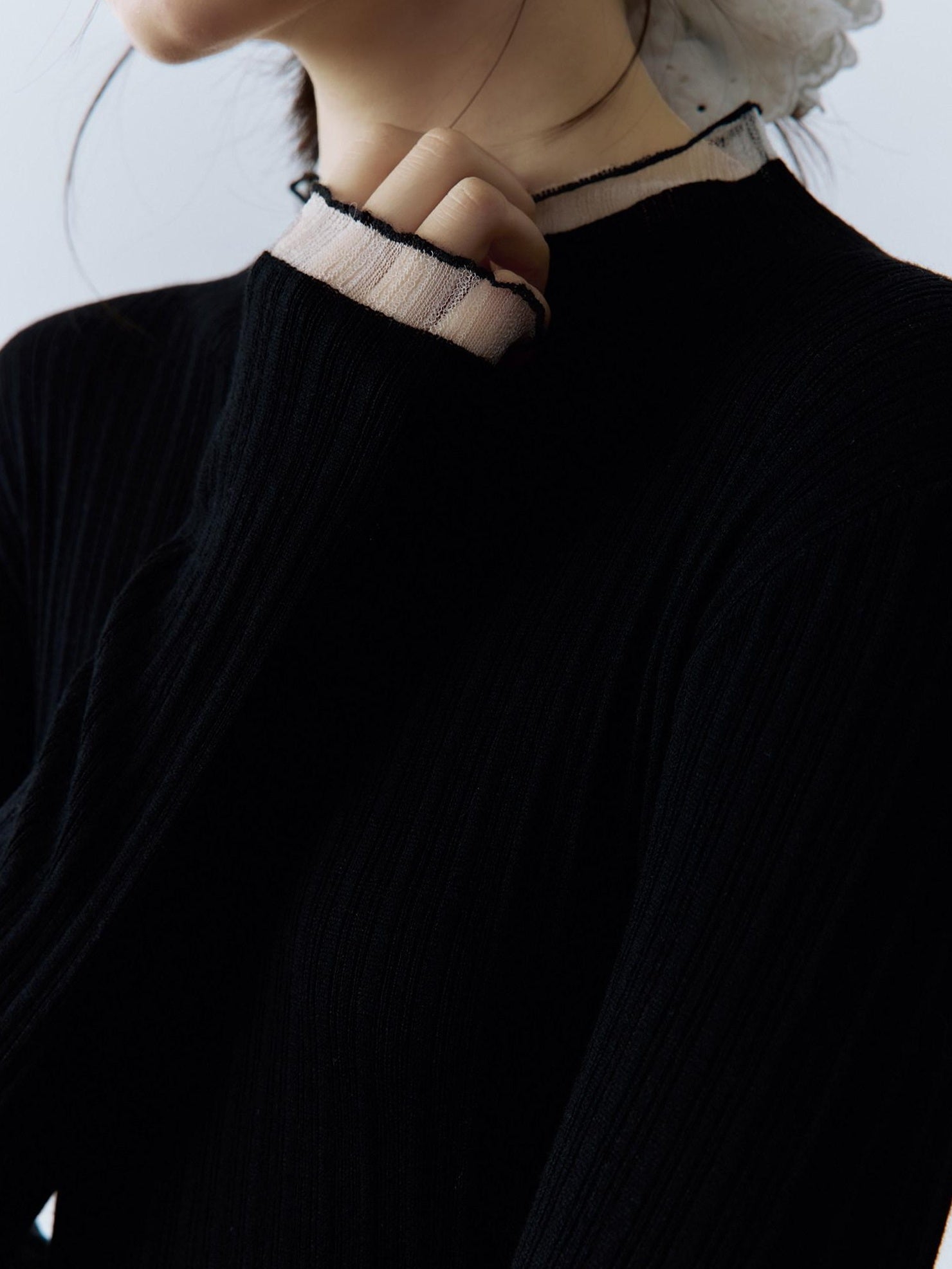 FUSSED Mall Quality College Patchwork Regular Women Mockneck Knit Sweater