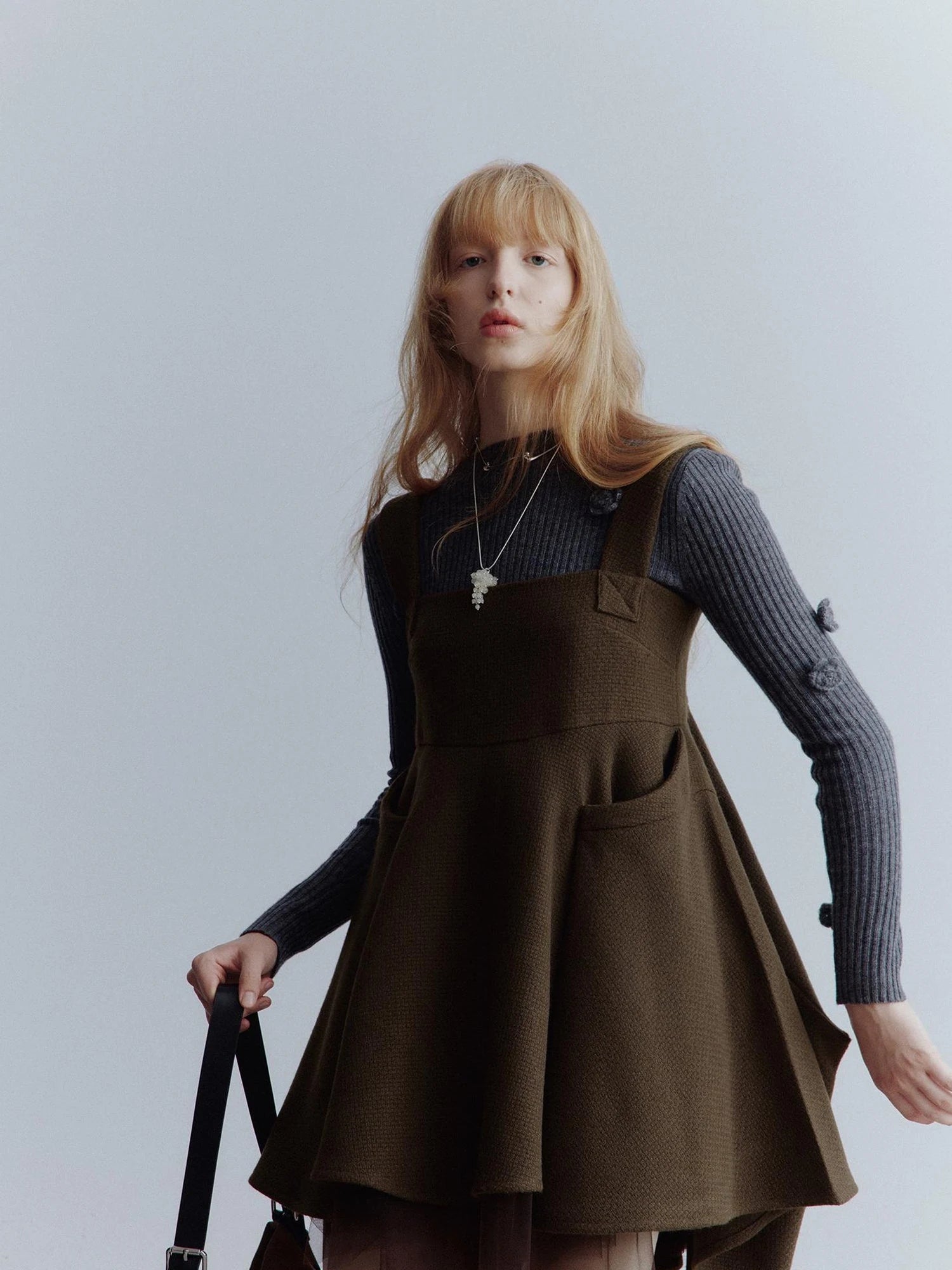 Manta Deconstructed A Line Dress With Layered Mesh