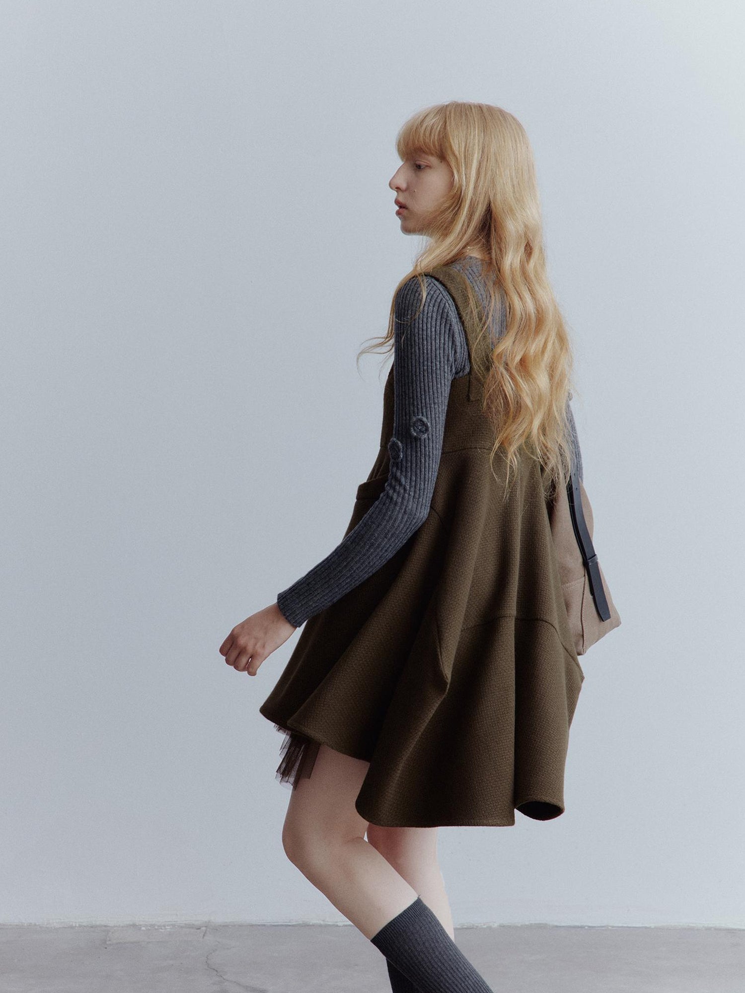 FUSSED Manta Deconstructed A Line Dress With Layered Mesh