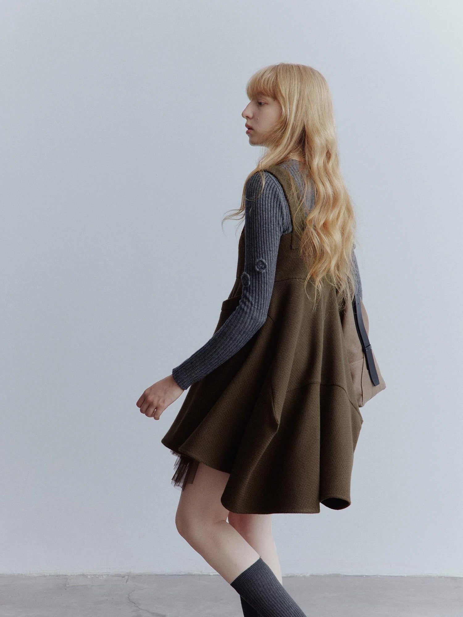 Manta Deconstructed A Line Dress With Layered Mesh