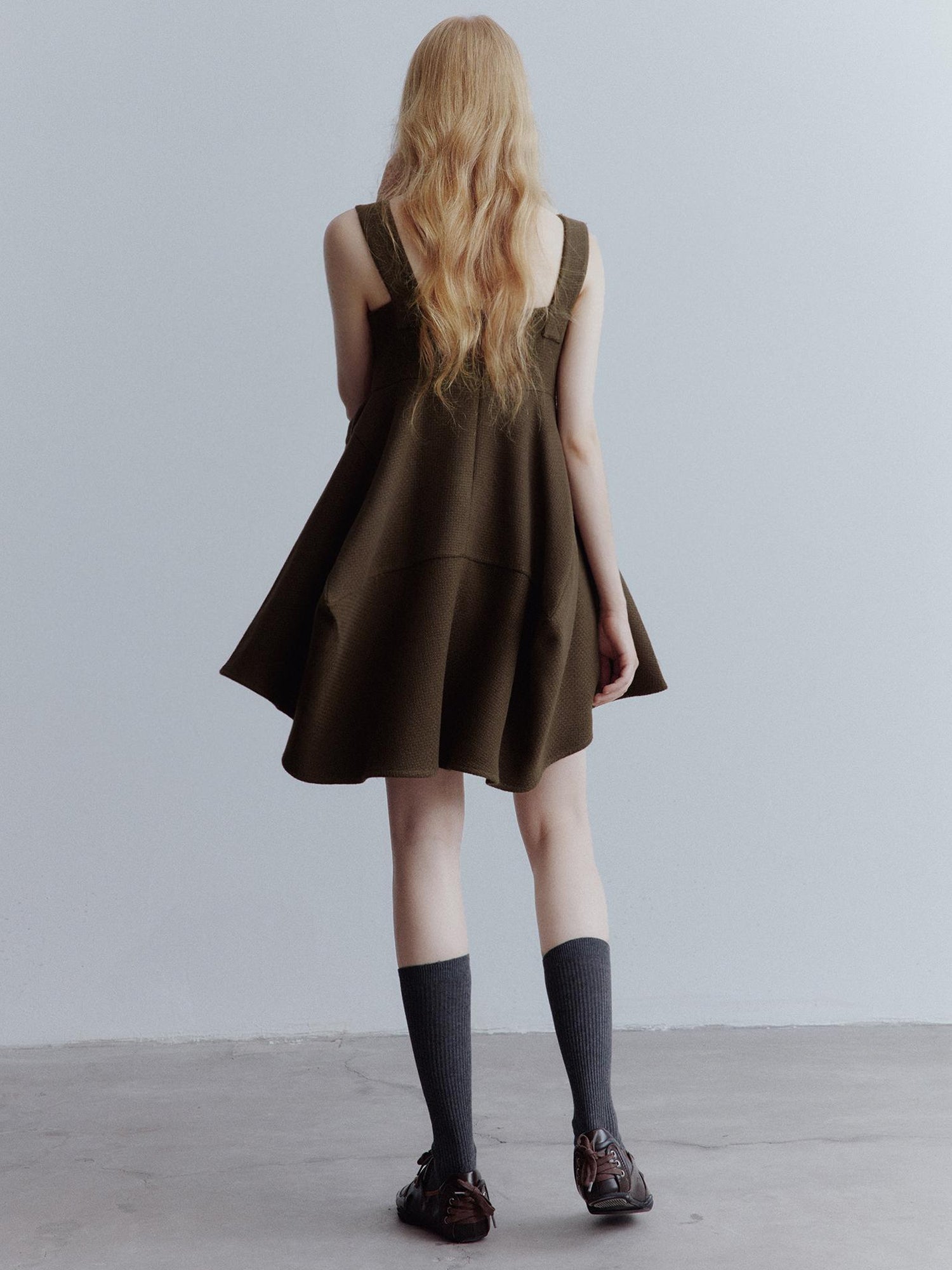 FUSSED Manta Deconstructed A Line Dress With Layered Mesh