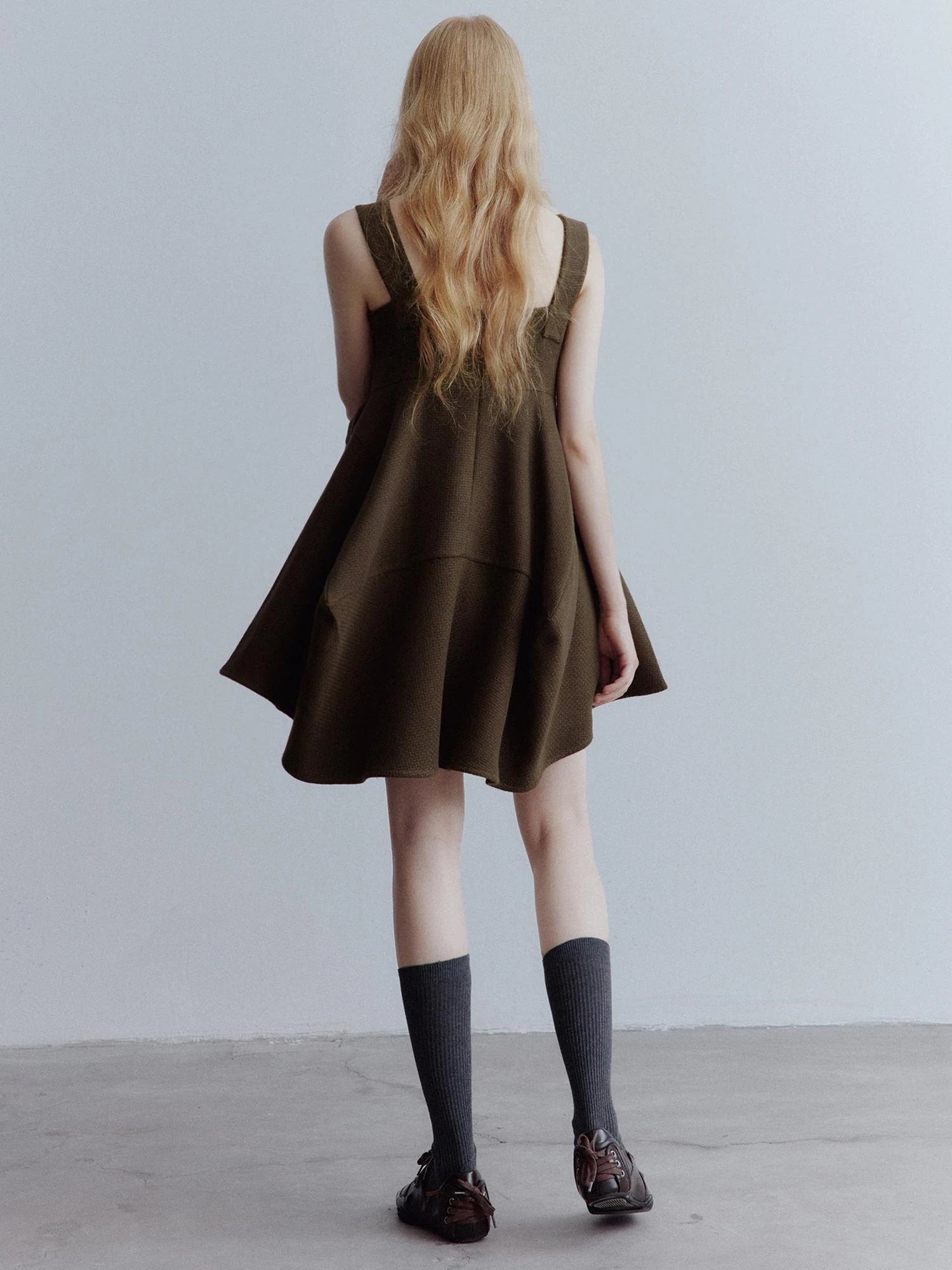 Manta Deconstructed A Line Dress With Layered Mesh