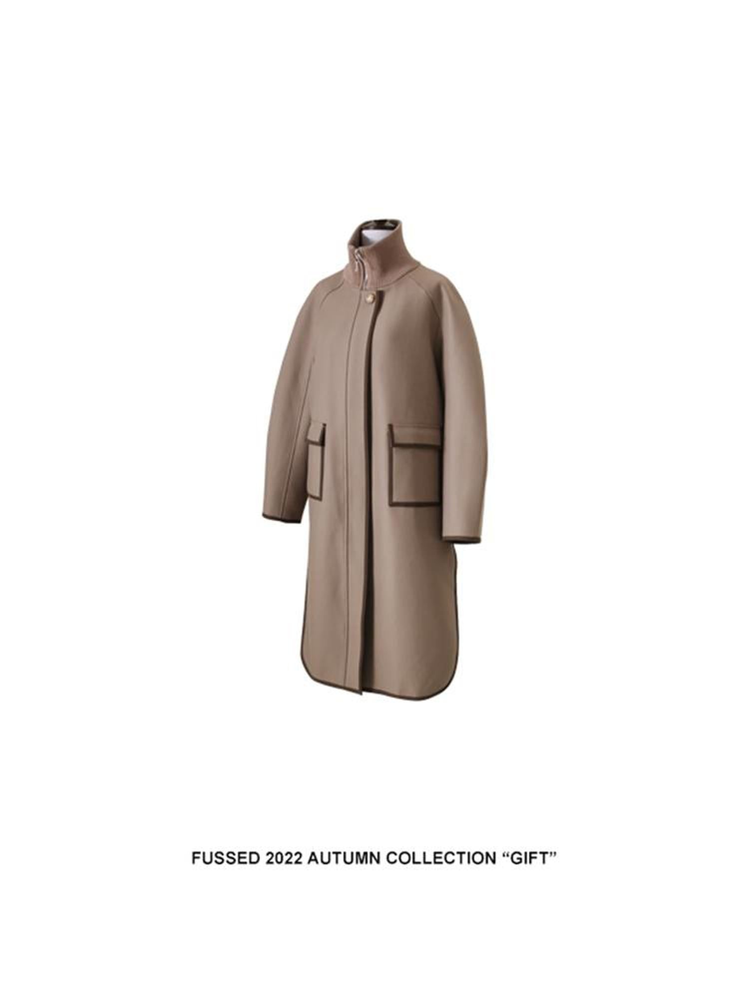 FUSSED Metallic Taupe Silk Touch Quilted Trench Coat