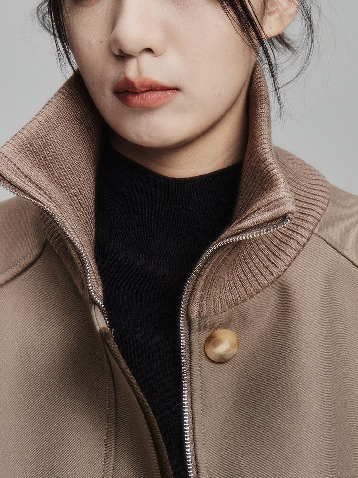 FUSSED Metallic Taupe Silk Touch Quilted Trench Coat