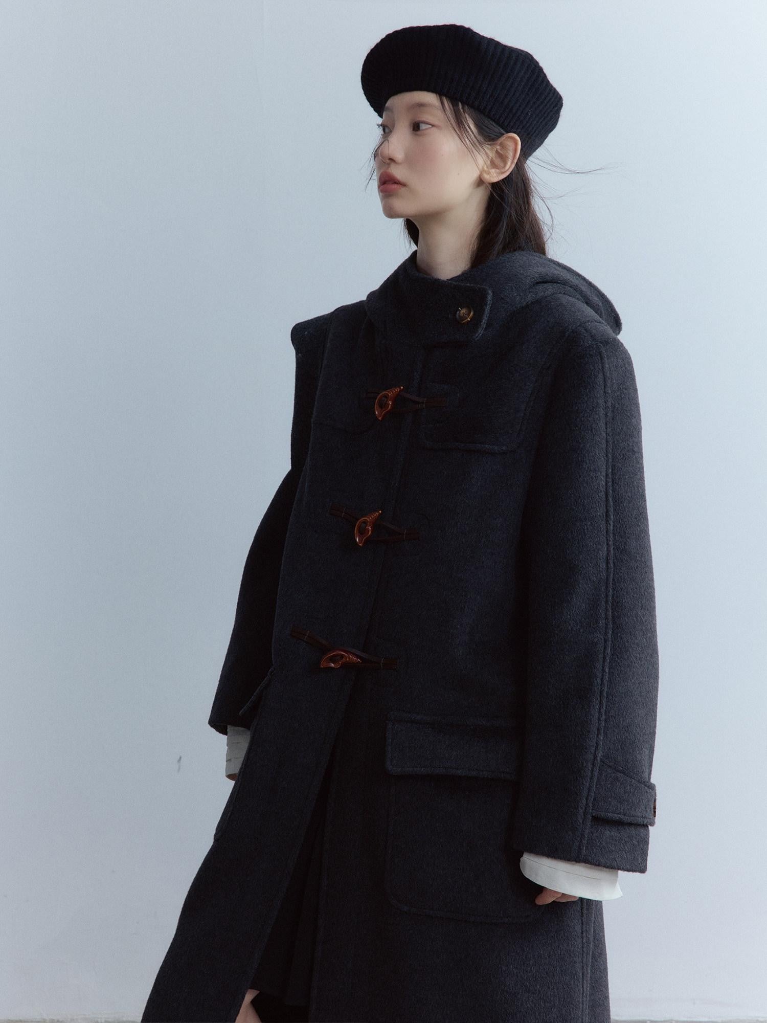 FUSSED Meteorite Gray Heavy Patchwork Handmade Horn Toggle Women&