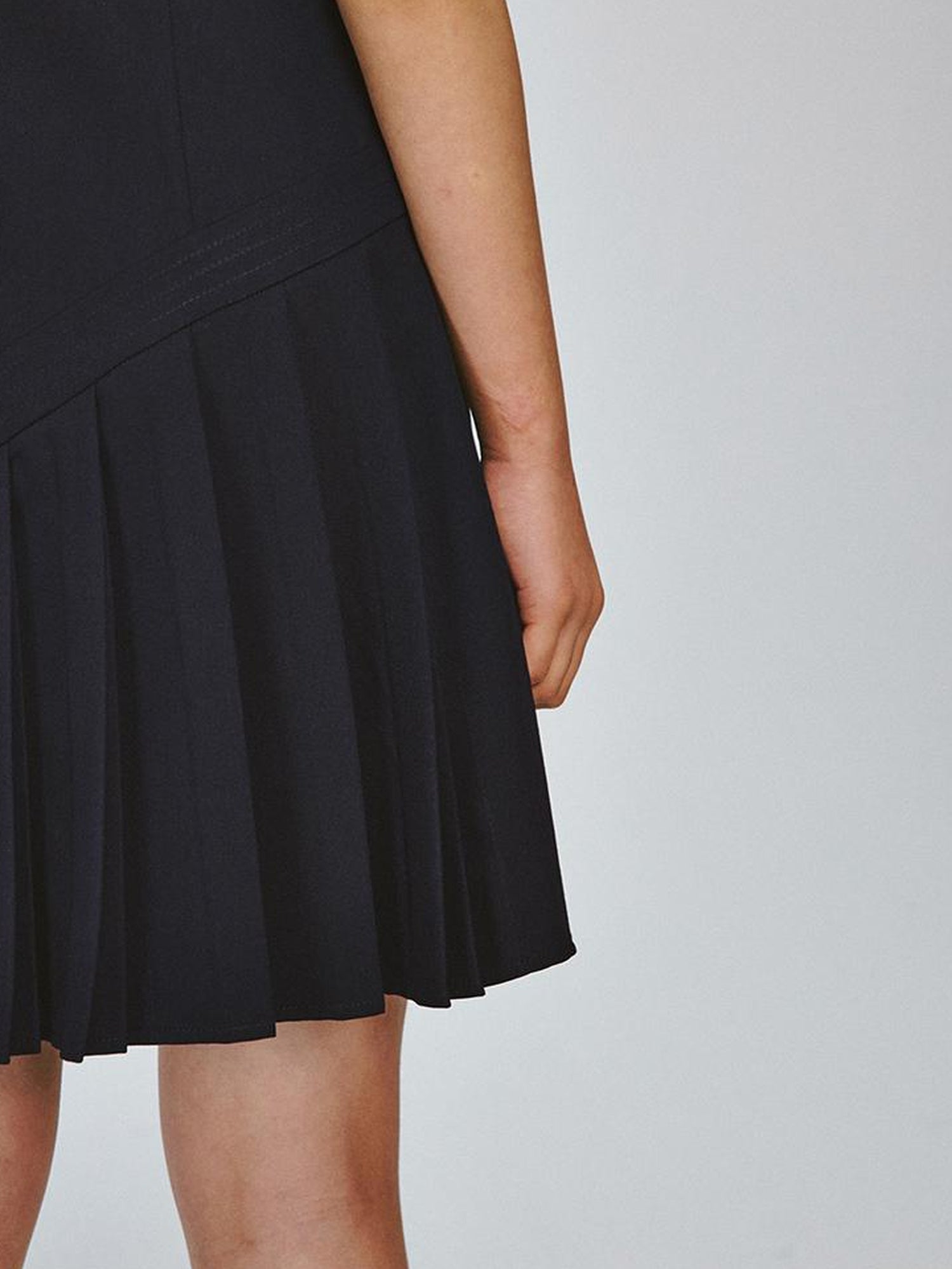 FUSSED Midnight Blue Asymmetrical Pleated Quilted Polo Dress