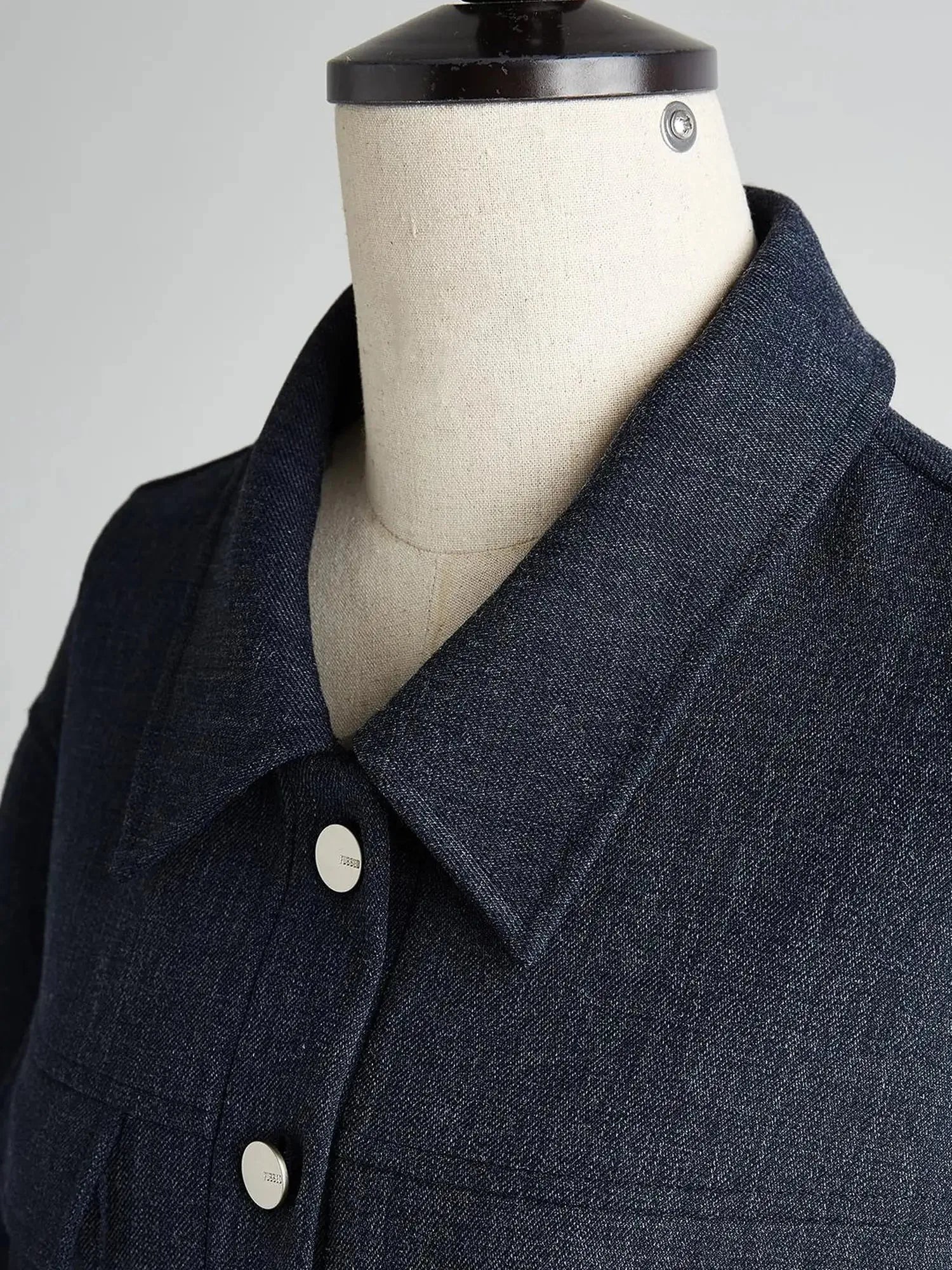 Midnight Blue Deconstructed Wool Blend Jacket With Asymmetrical Pockets