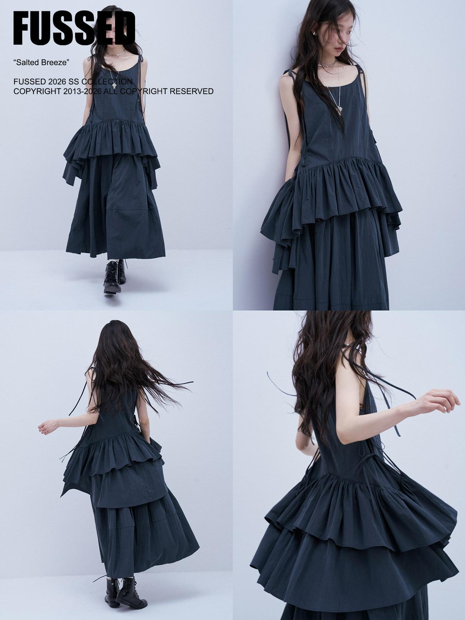 FUSSED Midnight Blue Heavy Sandwash Layered Tie A Line Women&