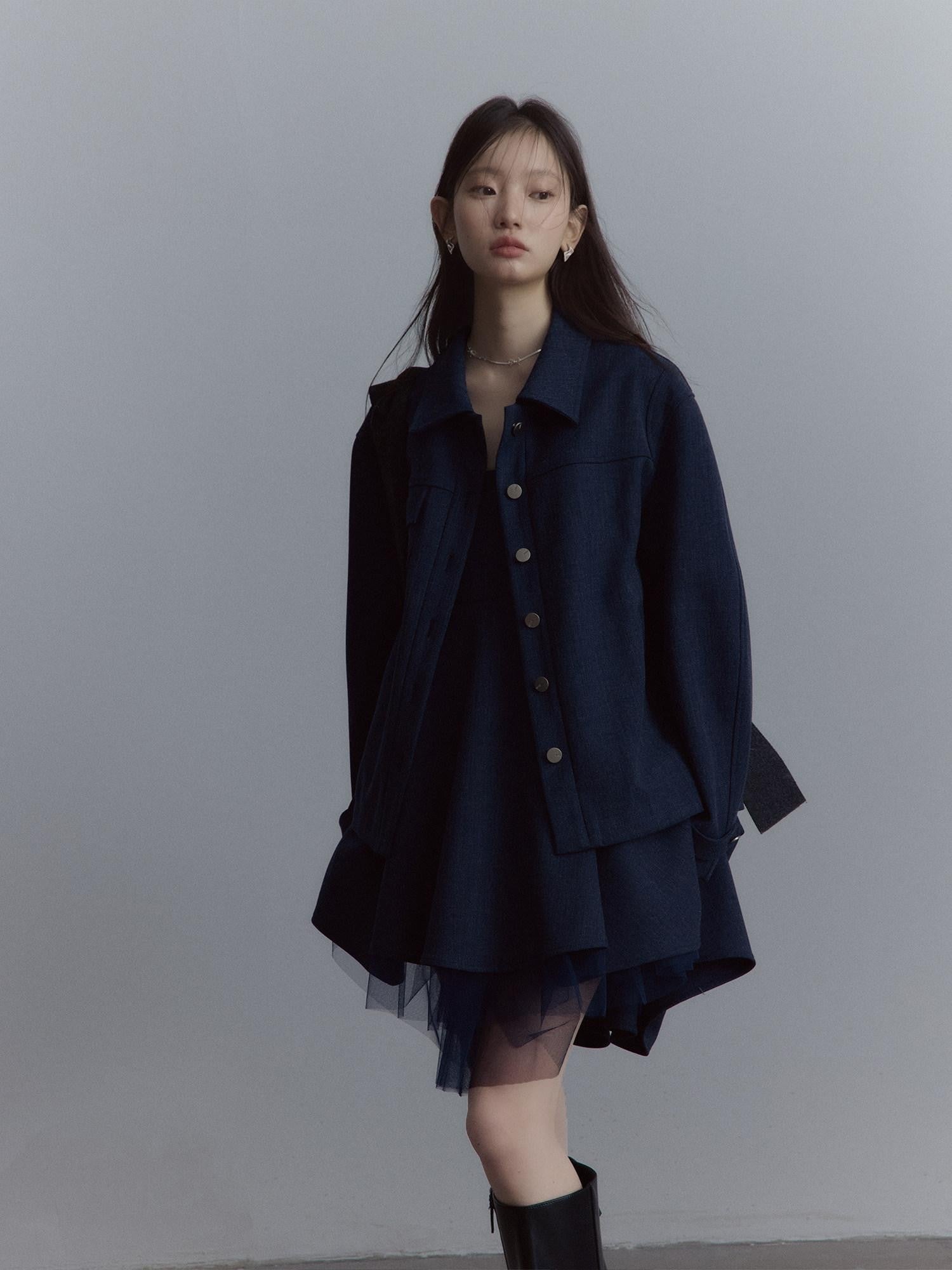 FUSSED Midnight Blue Manta Deconstructed Multilayer Mesh Women&