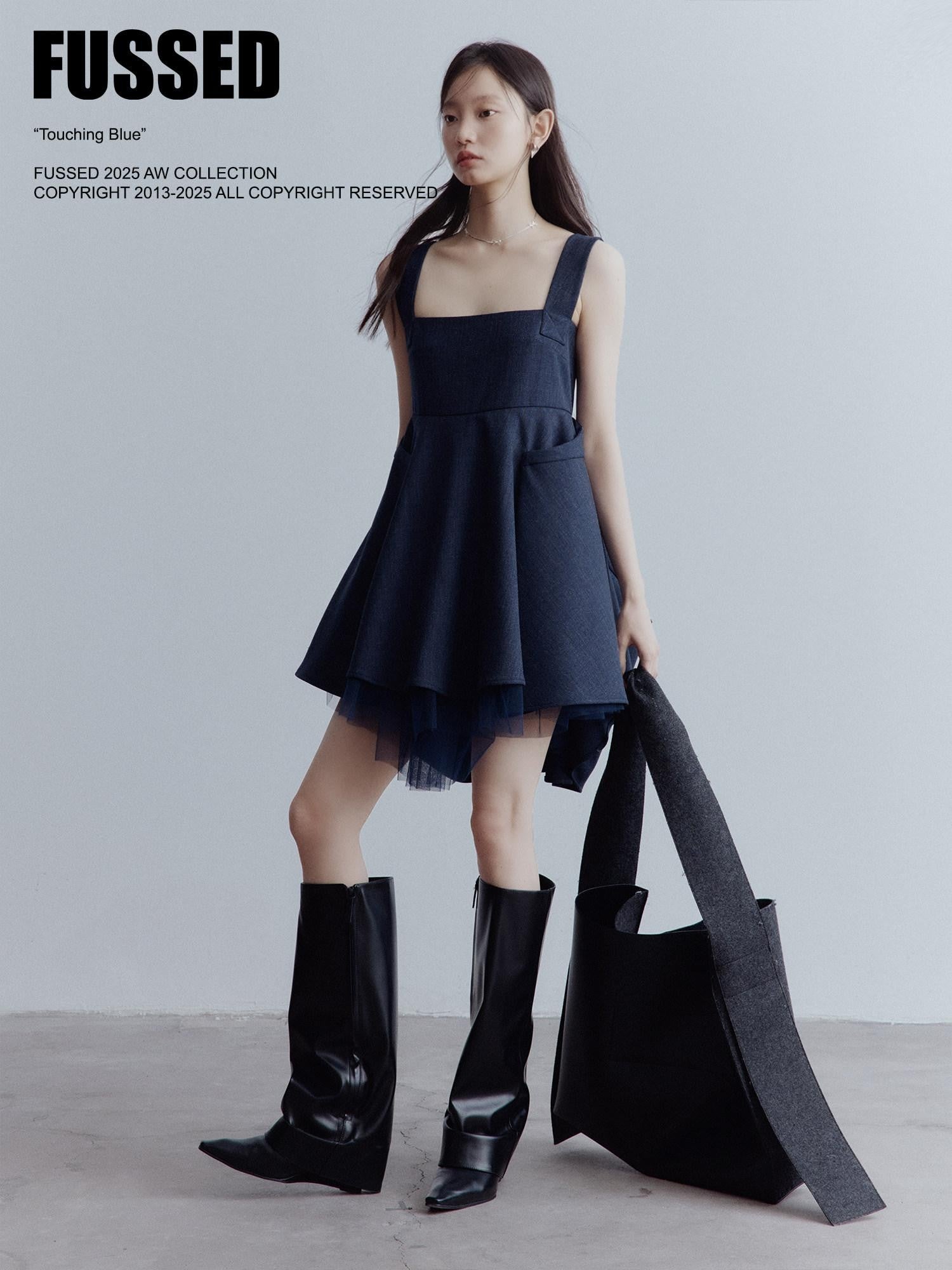 FUSSED Midnight Blue Manta Deconstructed Multilayer Mesh Women&