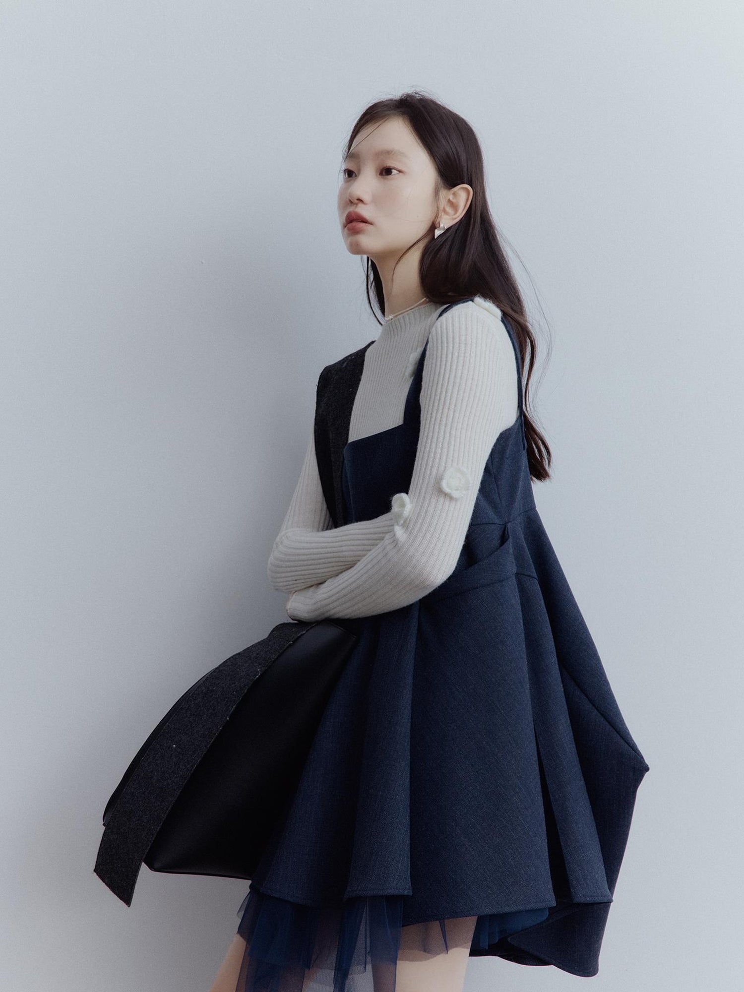FUSSED Midnight Blue Manta Ray Deconstructed Layered Tulle Babydoll Dress