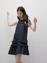 FUSSED_Midnight_Blue_Tartan_Asymmetrical_Ruffle_Hem_Dress_MISSTT
